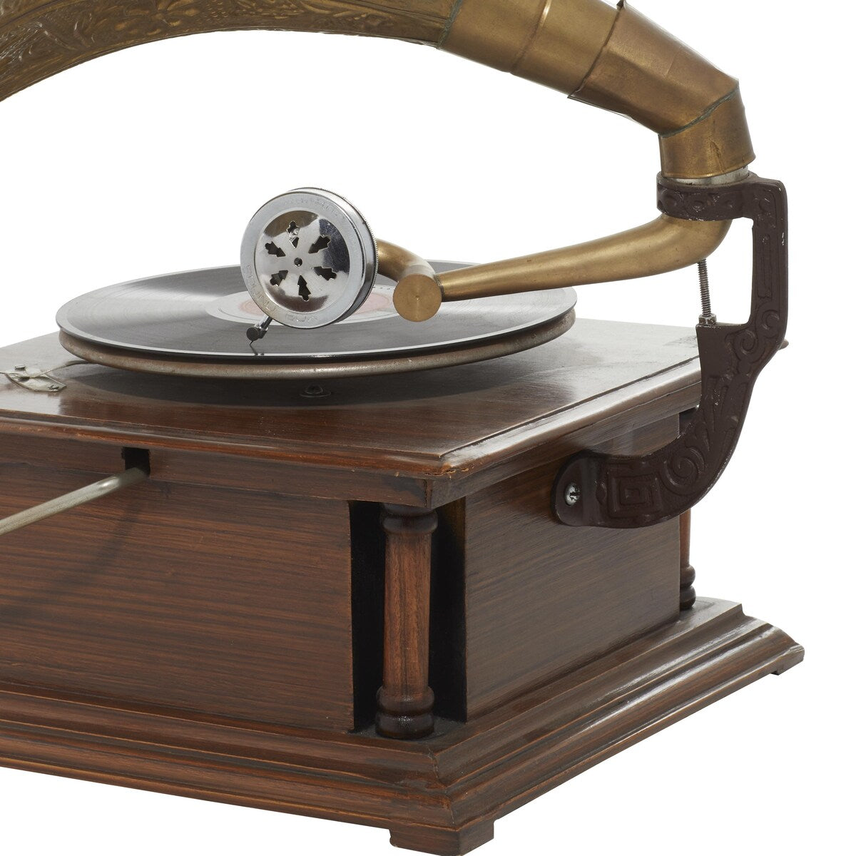 Wood Functional Gramophone with Record - Copper - Roche River Decor