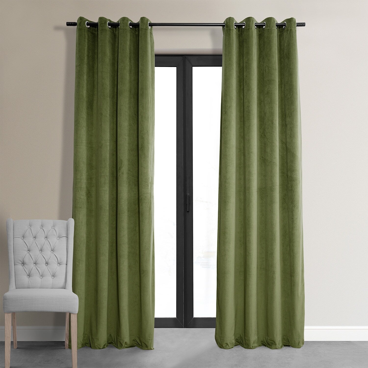 Exclusive Fabrics Signature Grommet Velvet Blackout Curtain (1 Panel)