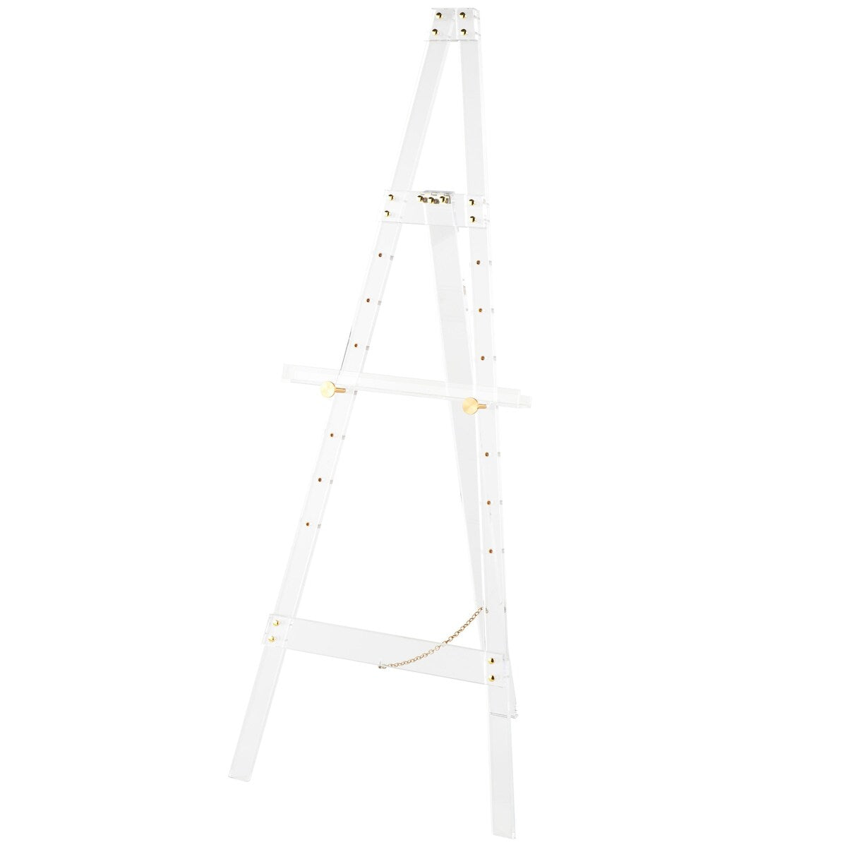 Acrylic Plastic Adjustable 7 Tier Display Easel with Silver or Gold Accents and Chain Support - Clear - Roche River Decor