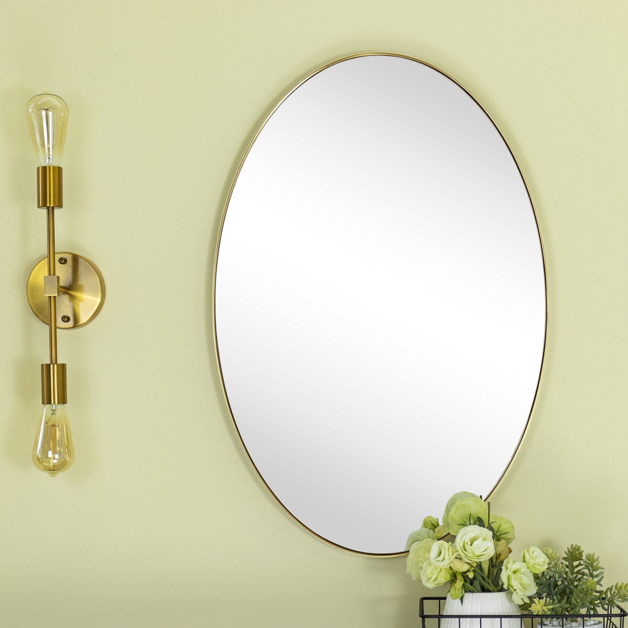 TEHOME Javell Oval Metal Wall Mirror