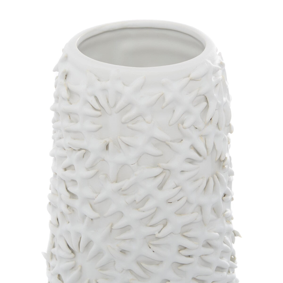 Ceramic Leaf Embossed Decorative Vase - White - Roche River Decor