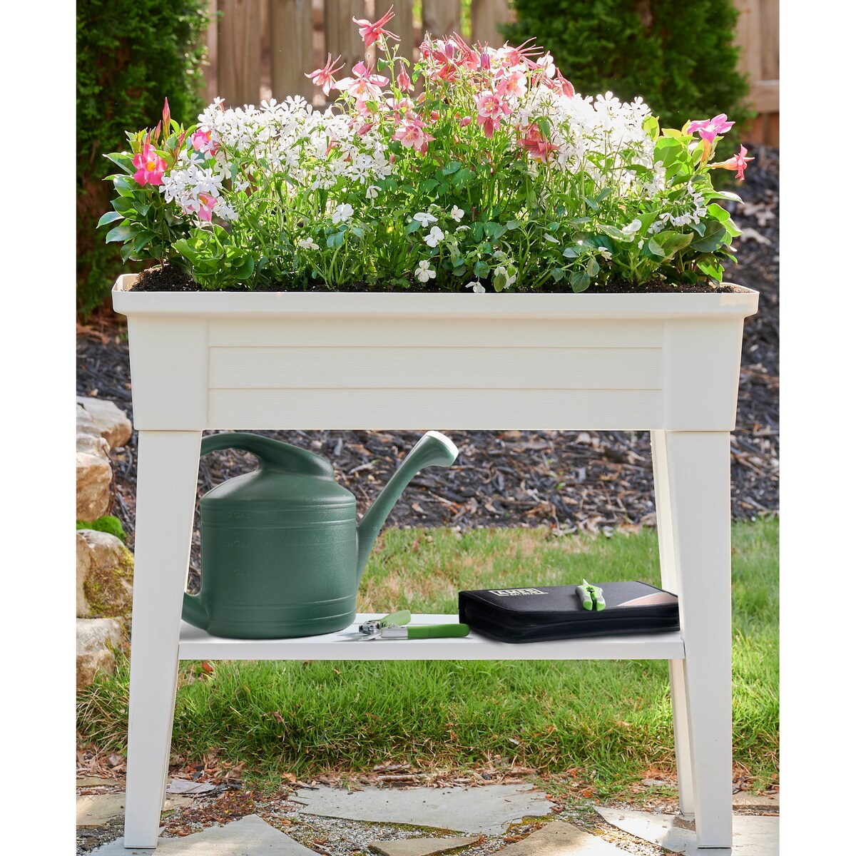 Southern Patio Raised Planter with Storage Shelf, 40-Quart Capacity