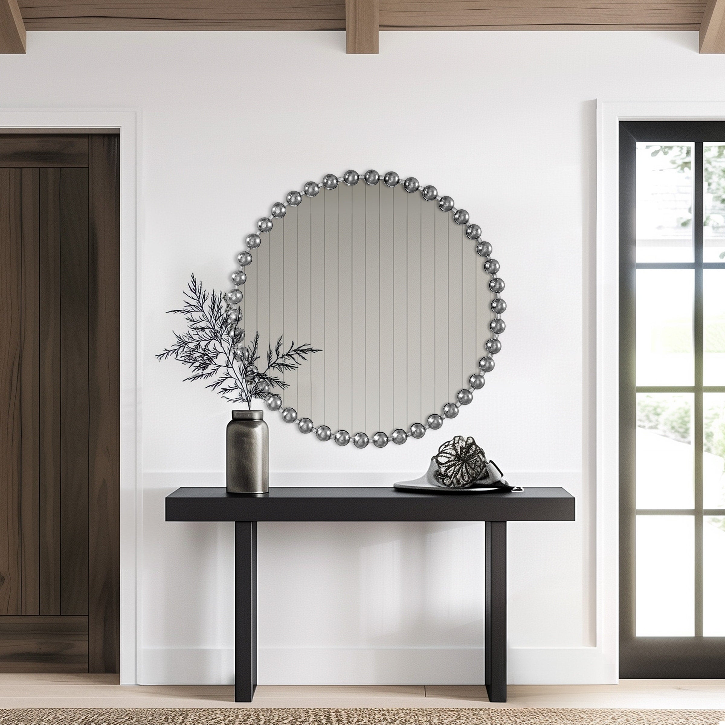 Madison Park Signature Marlowe Beaded Round Wall Mirror