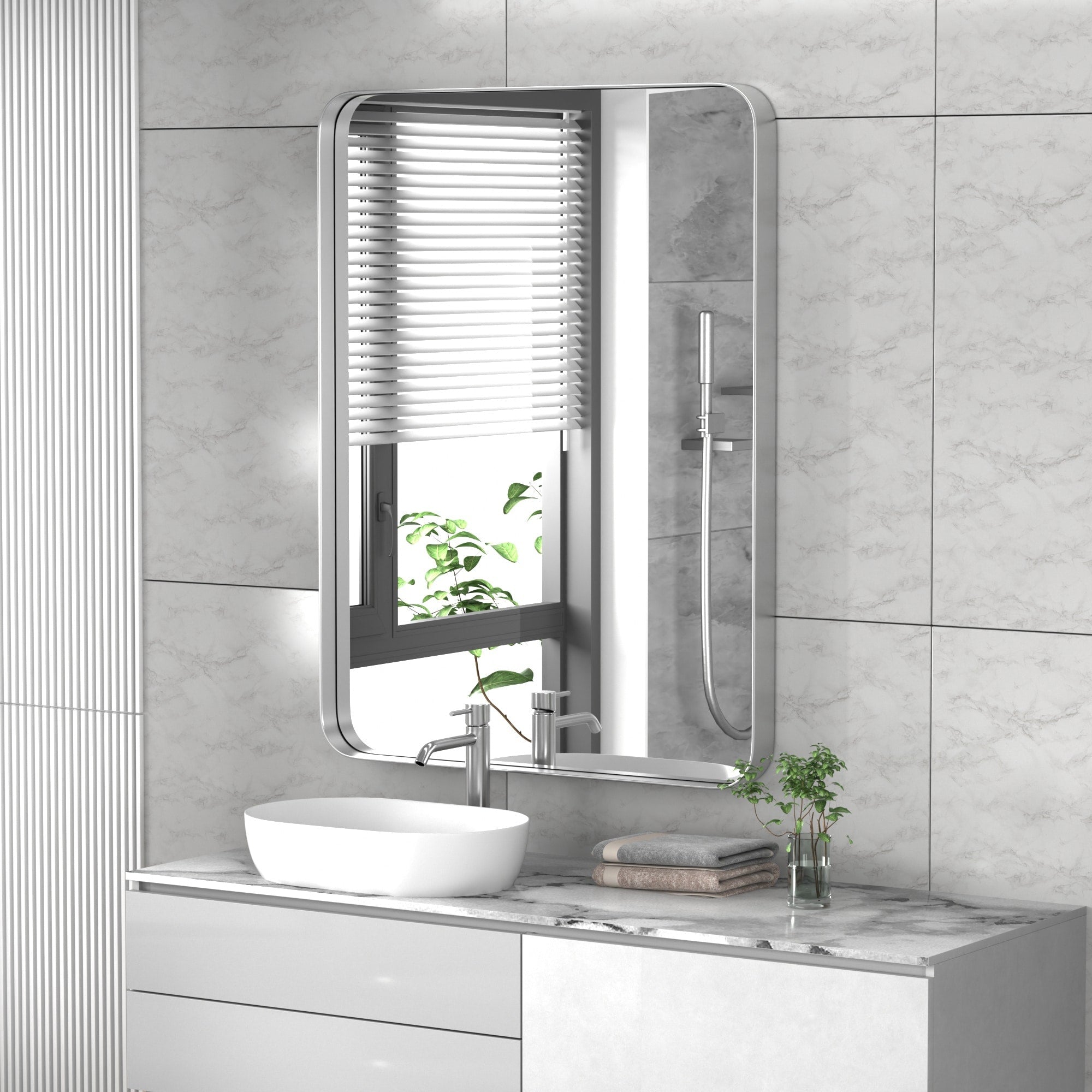 Stainless Steel Rectangular Mirror, Bathroom Mirror, Dressing Mirror, Wall Mirror, Decorative Mirror