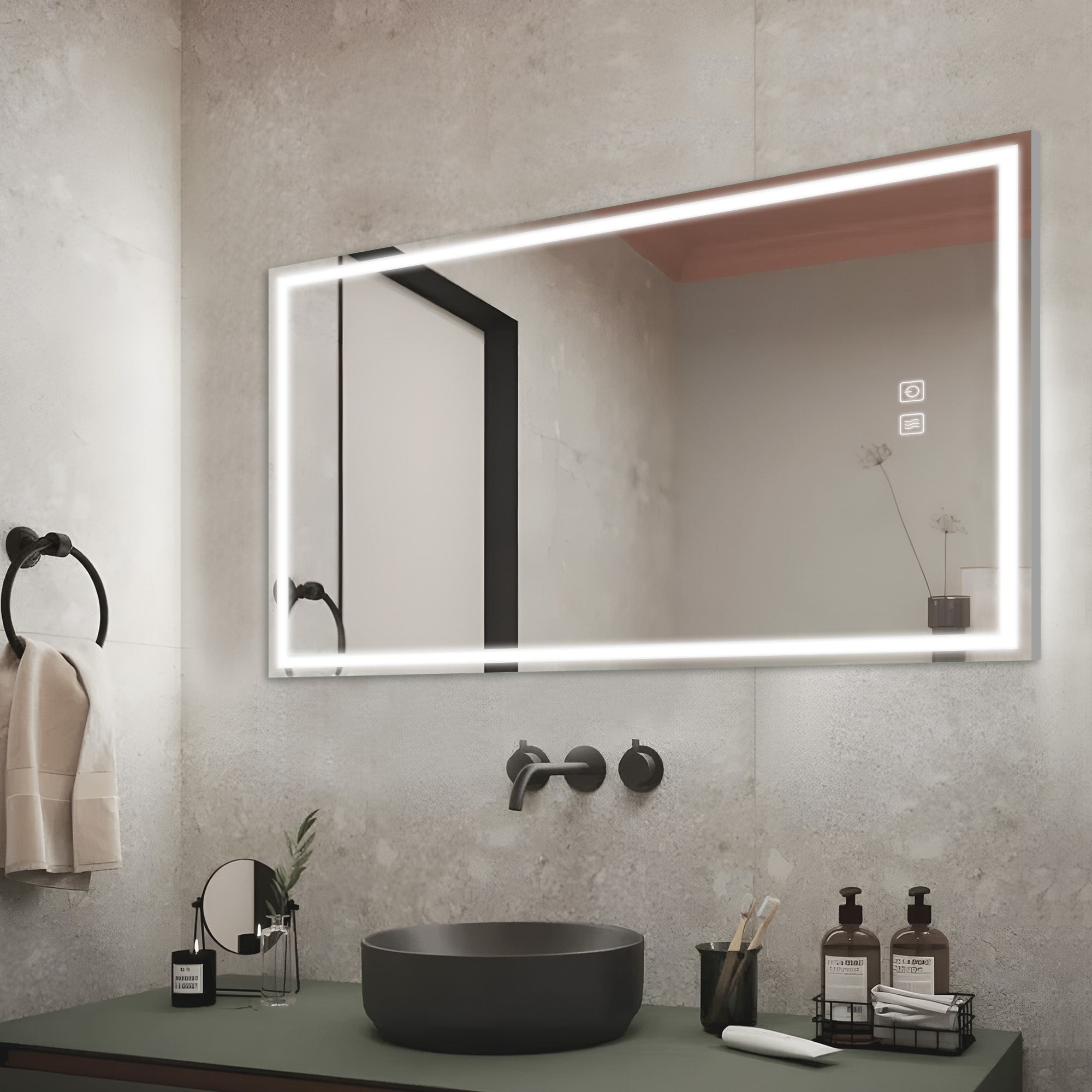 LED Mirror Bathroom Wall Mirror Vanity Mirror Waterproof Design