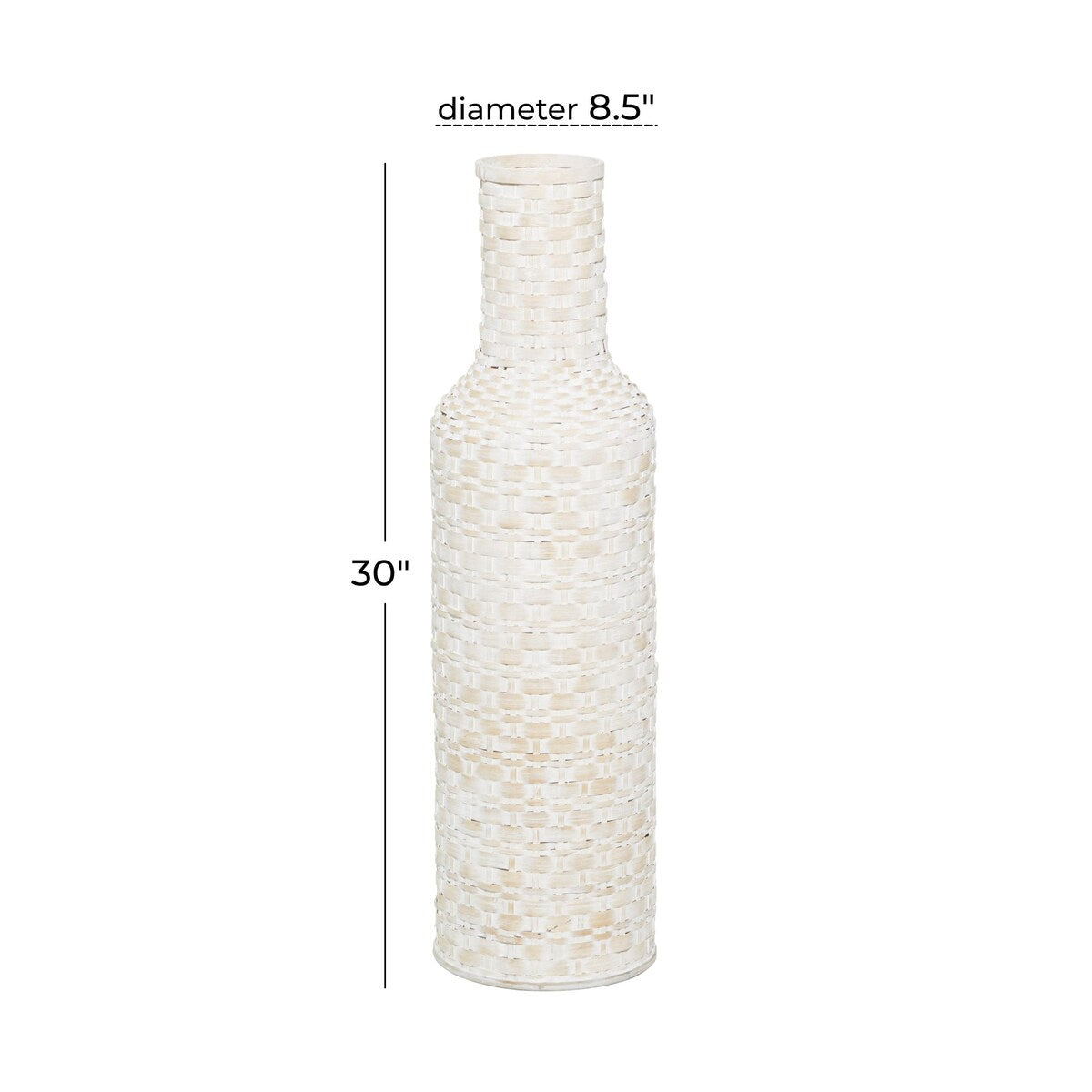 Bamboo Wood Tall Woven Floor Decorative Vase - White - Roche River Decor