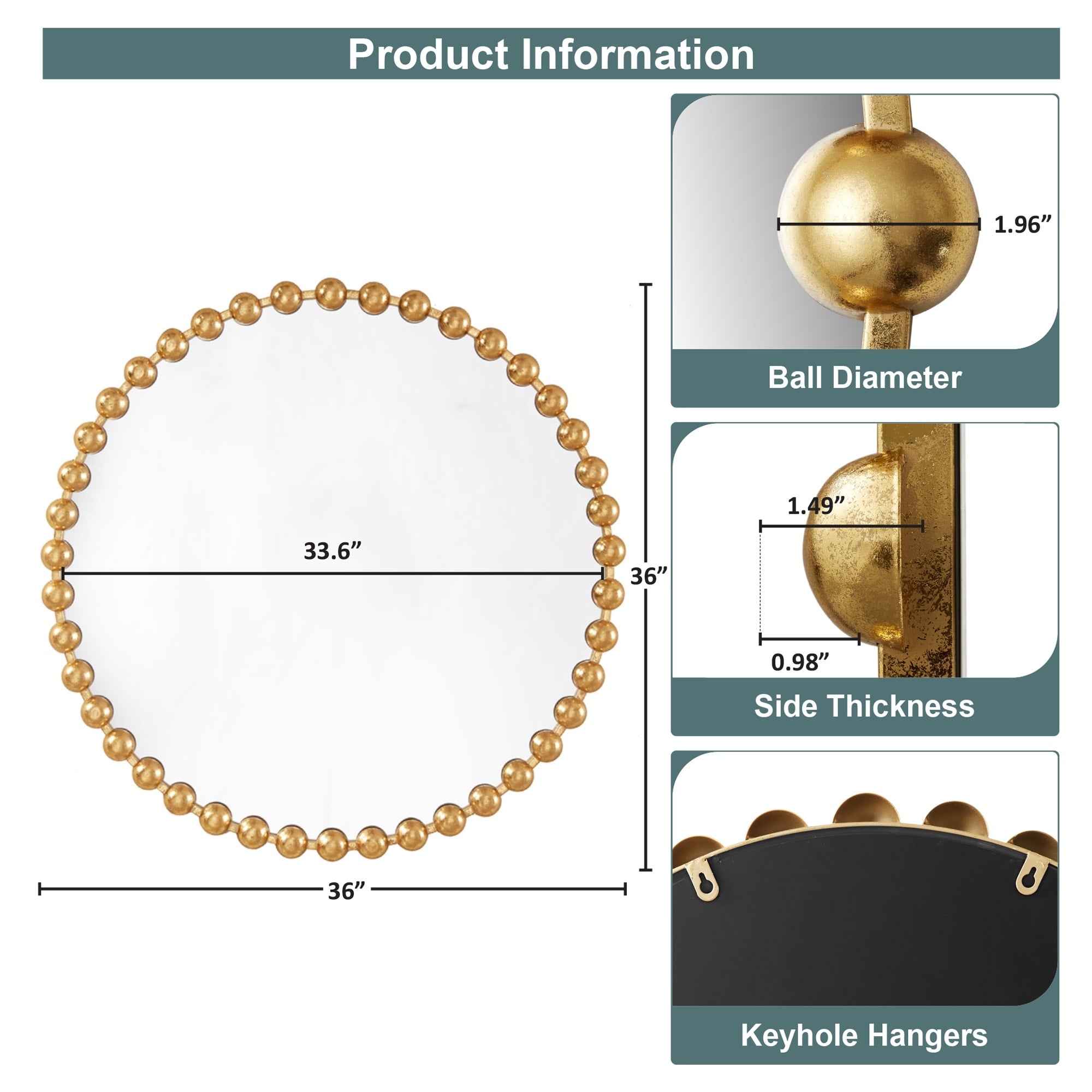 Madison Park Signature Marlowe Beaded Round Wall Mirror