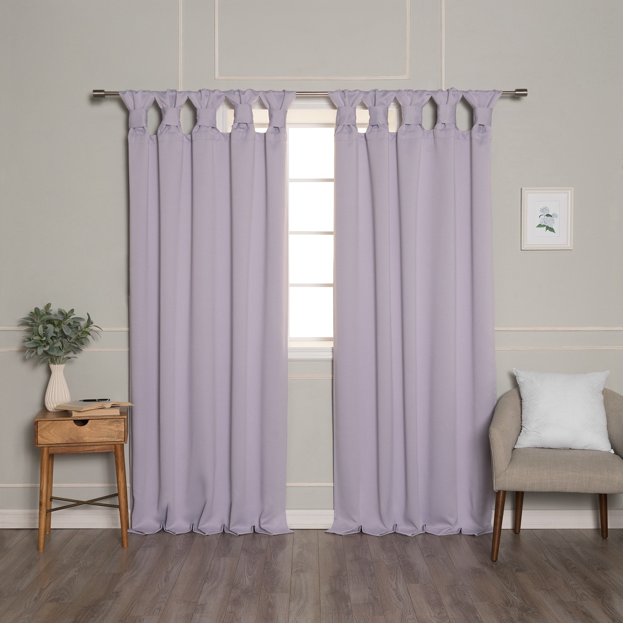 Aurora Home Thermal Insulated Blackout Knotted Tab Curtains