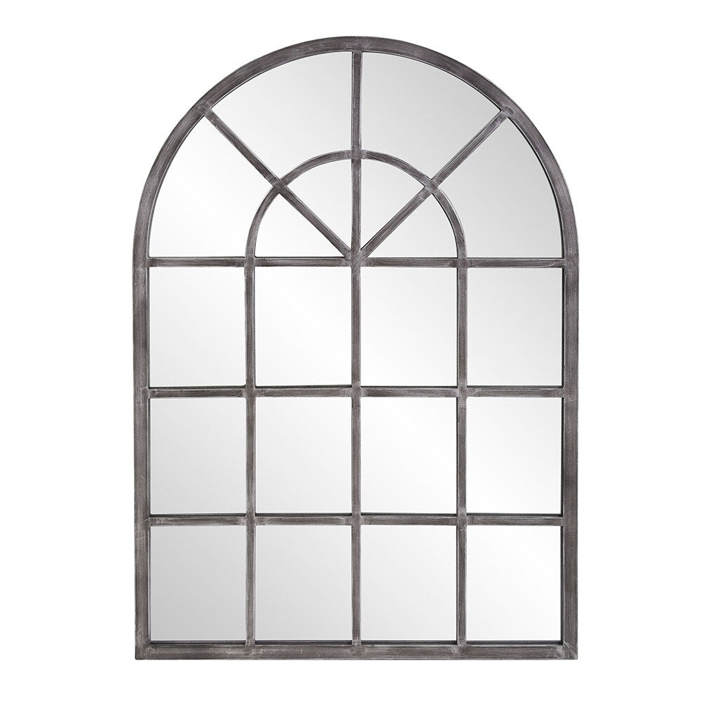 Allan Andrews Antique Silver Metal Arched Windowpane Wall Mirror - Antique Silver - 49 H x 29 W x 1 D