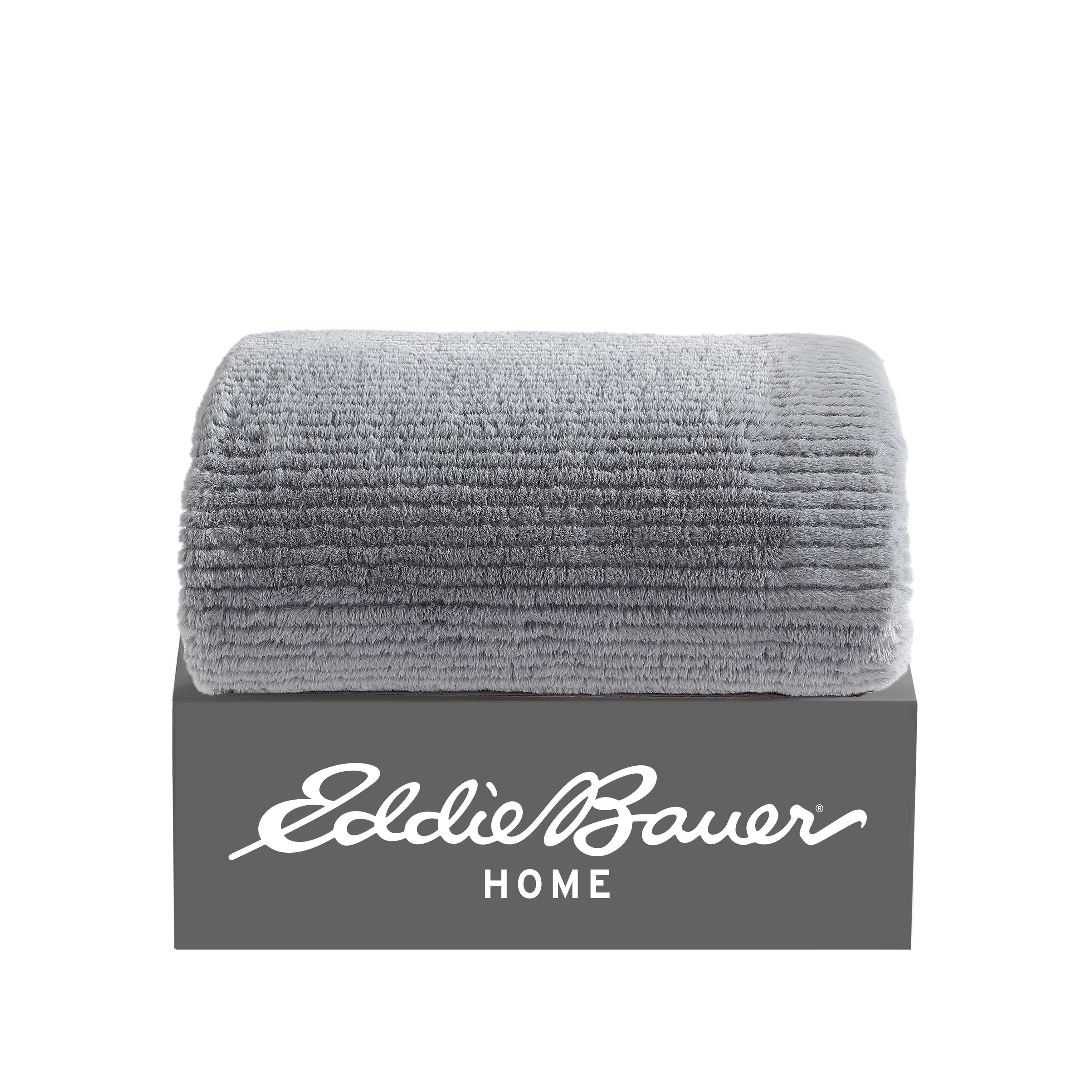 Eddie Bauer Ribbed Super Soft Textured- Solid Plush Throw Blanket