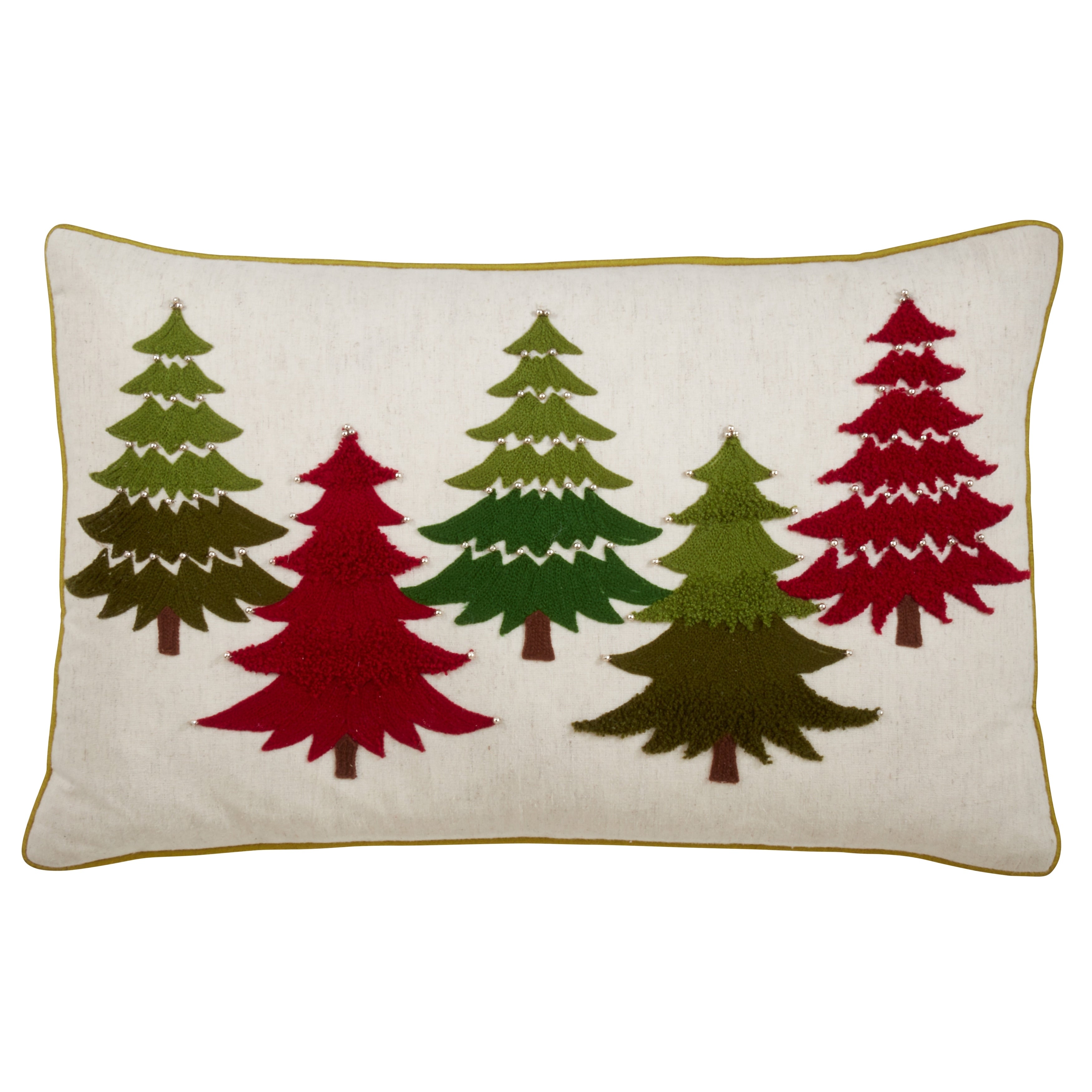 Embroidered Christmas Tree Throw Pillow