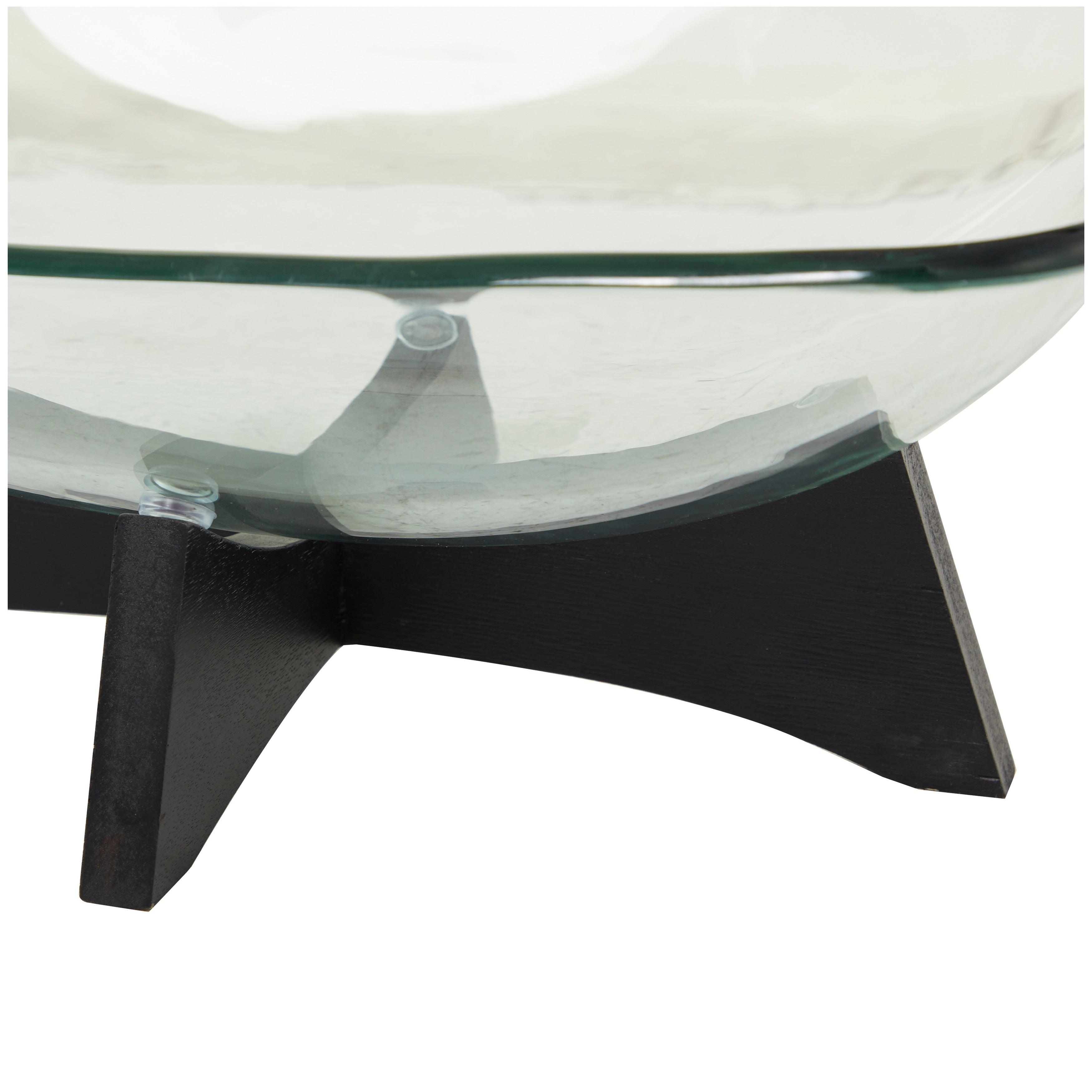 Clear Glass Kitchen Serving Bowl with Black Wooden Stand