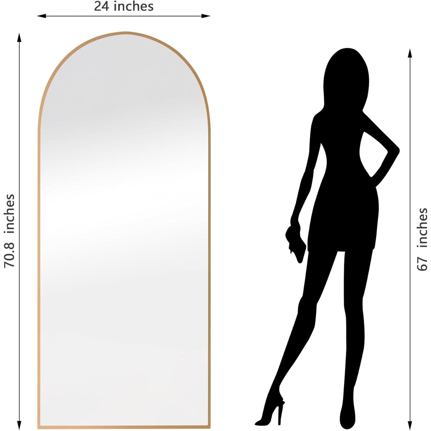 71x24 Inch Arch Full Length Mirror, Modern Design Standing Floor Mirror, Full Body Mirror for Living Room, Bedroom, Bathroom