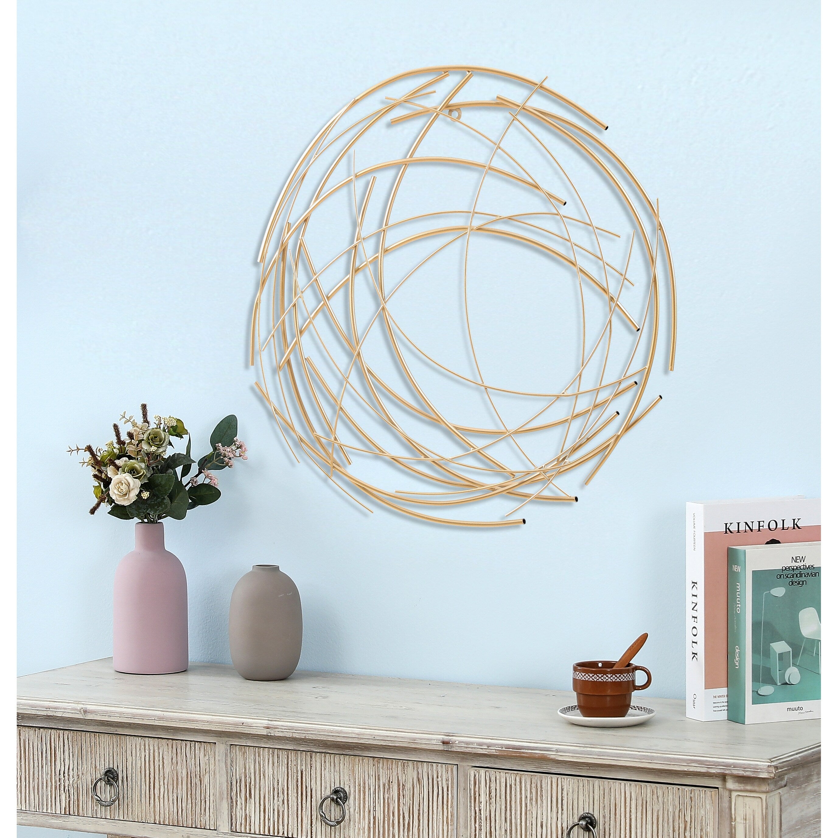 Gold Metal Abstract Swirl Round Wall Decor