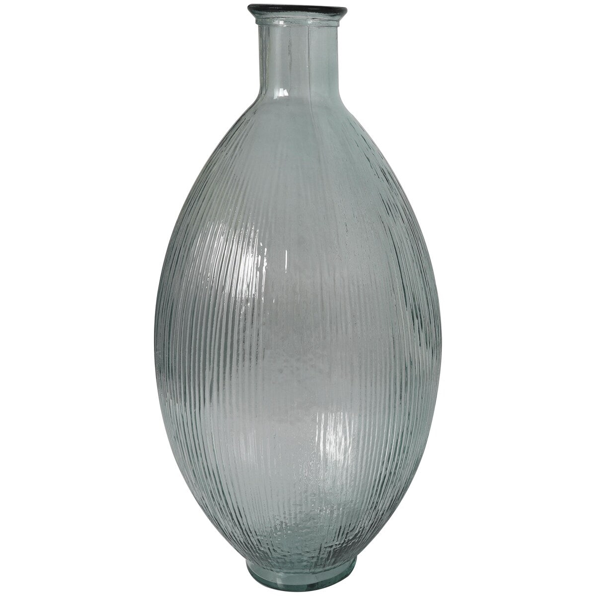 Recycled Glass Handmade Ribbed Spanish Bottle Decorative Vase - Clear - Roche River Decor