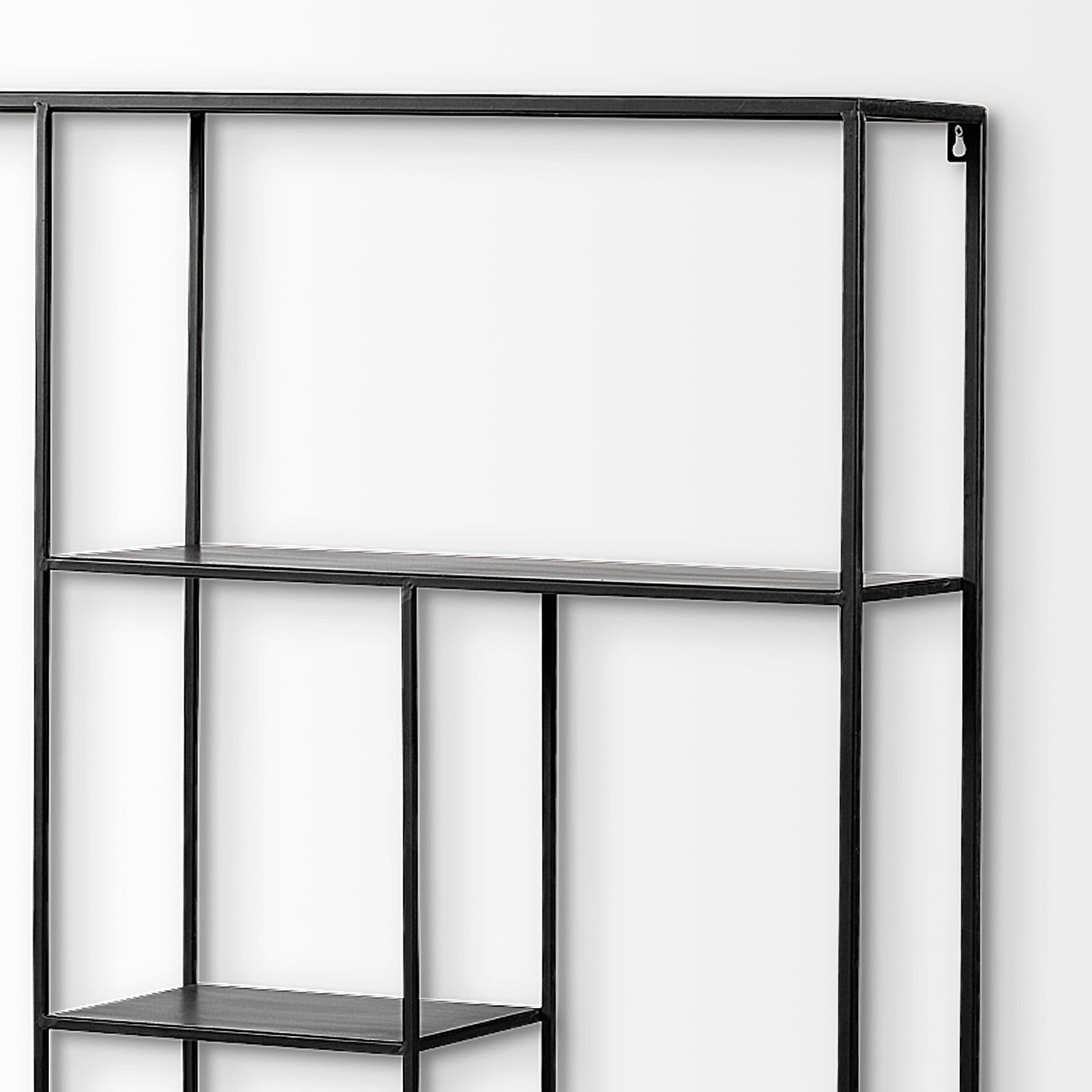 Meridius Black Metal Multi-Tier Wall Mounted Shelving Unit