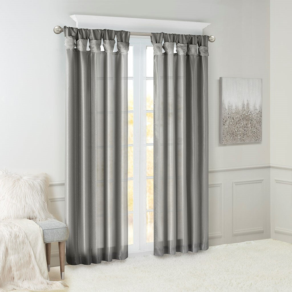 Twist Tab Lined Window Curtain Panel