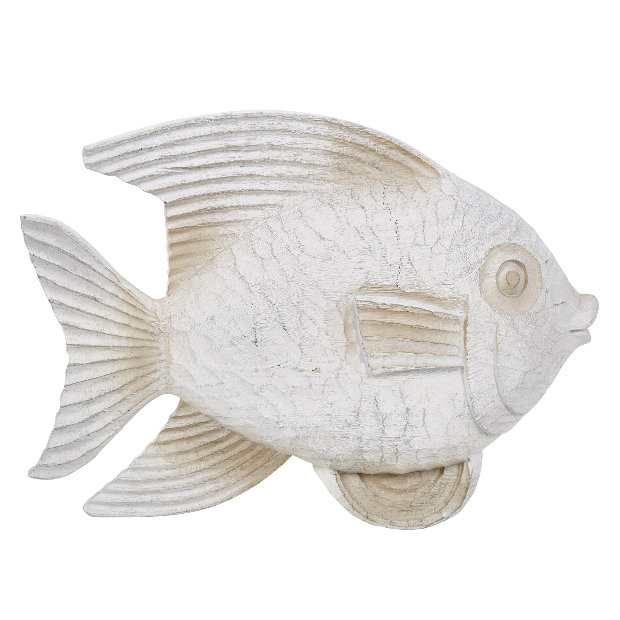 Sagebrook Home Coastal Whitewash Fish Sculpture for Living Room, Bedroom or Office Decor