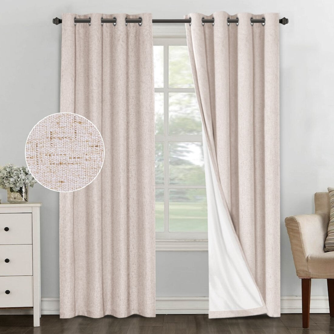 PrimeBeau Thermal Insulated Blackout Curtains w/Waterproof Coating