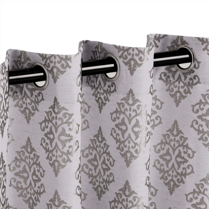 Superior Venetian Damask Jacquard Embroidered Washable Curtains, Set of 2