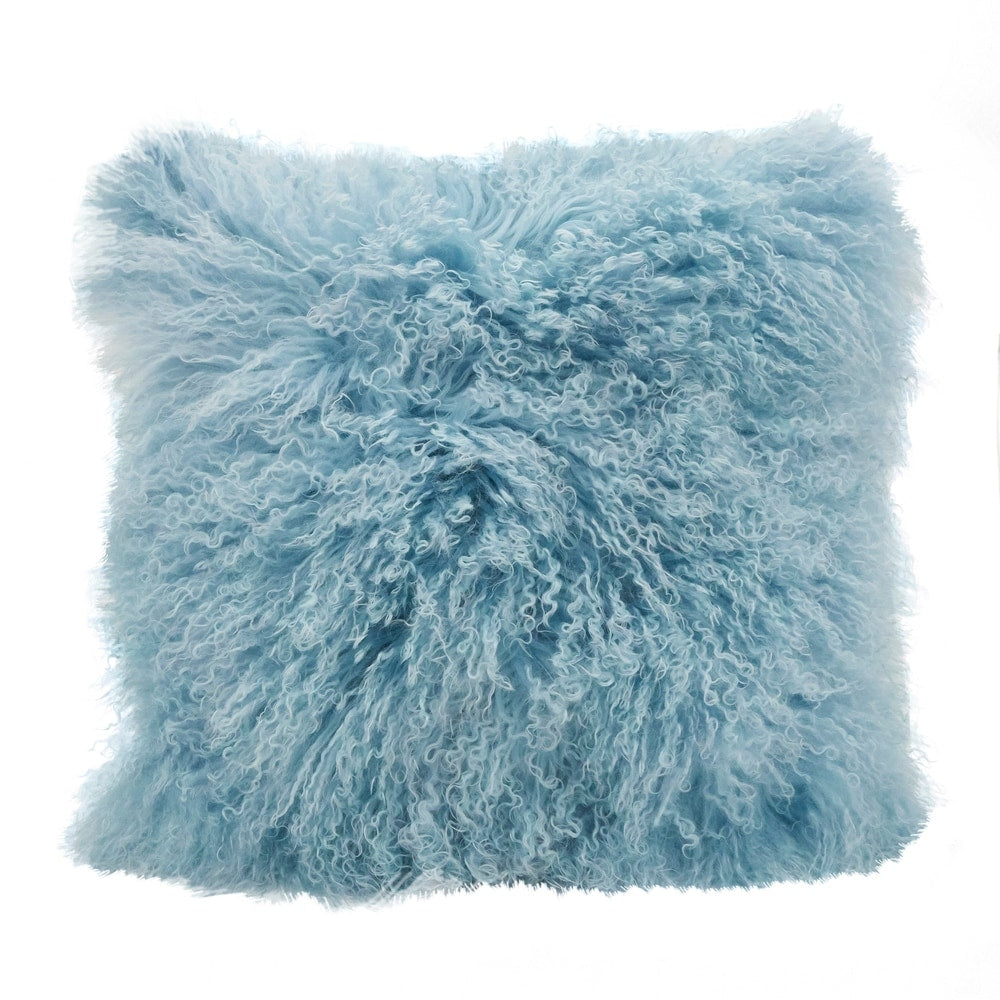 Wool Mongolian Lamb Fur Decorative Throw Pillow