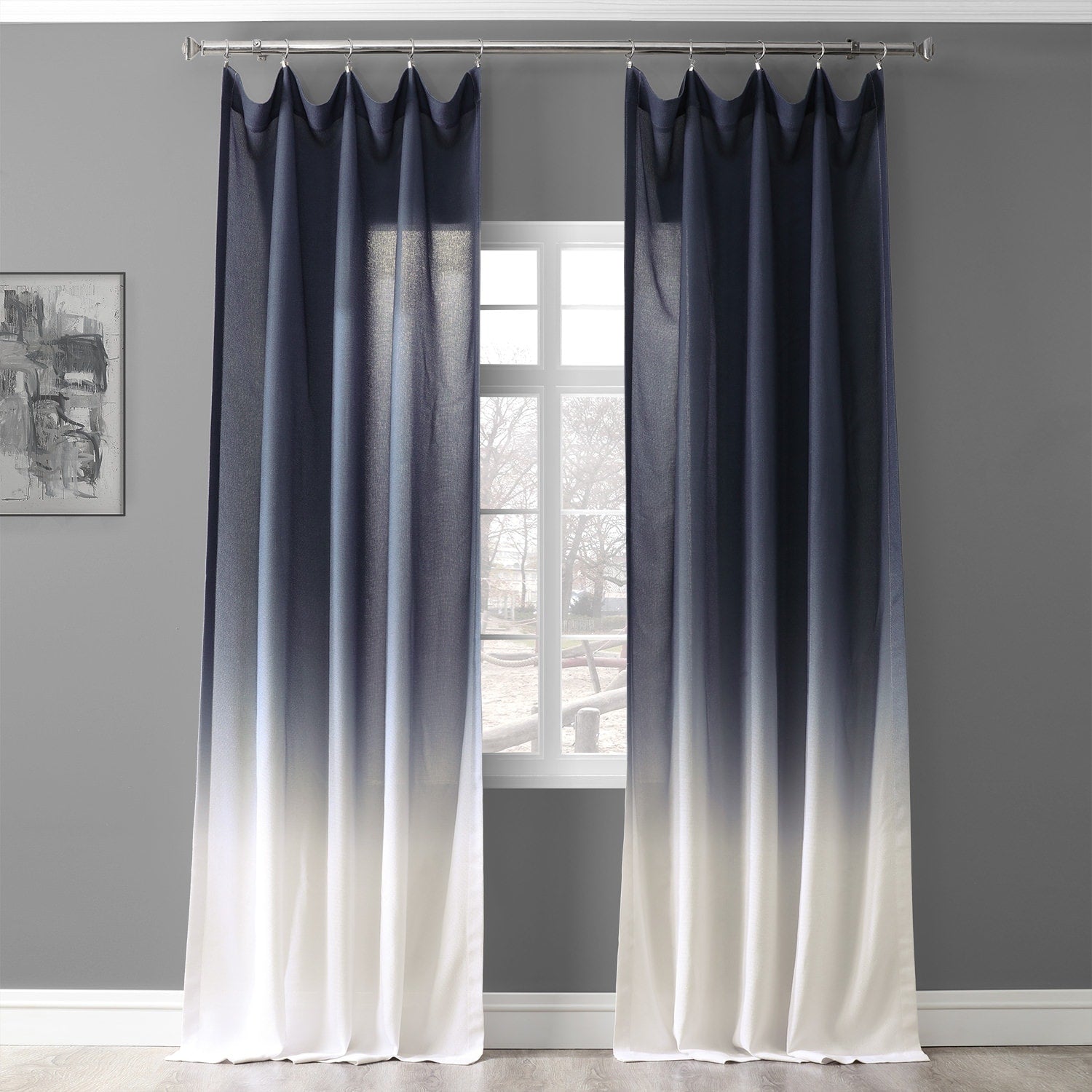 Exclusive Fabrics Ombre Faux Linen Light Filtering Curtains (1 Panel) - Lightweight Elegance, Natural Light Enhancement