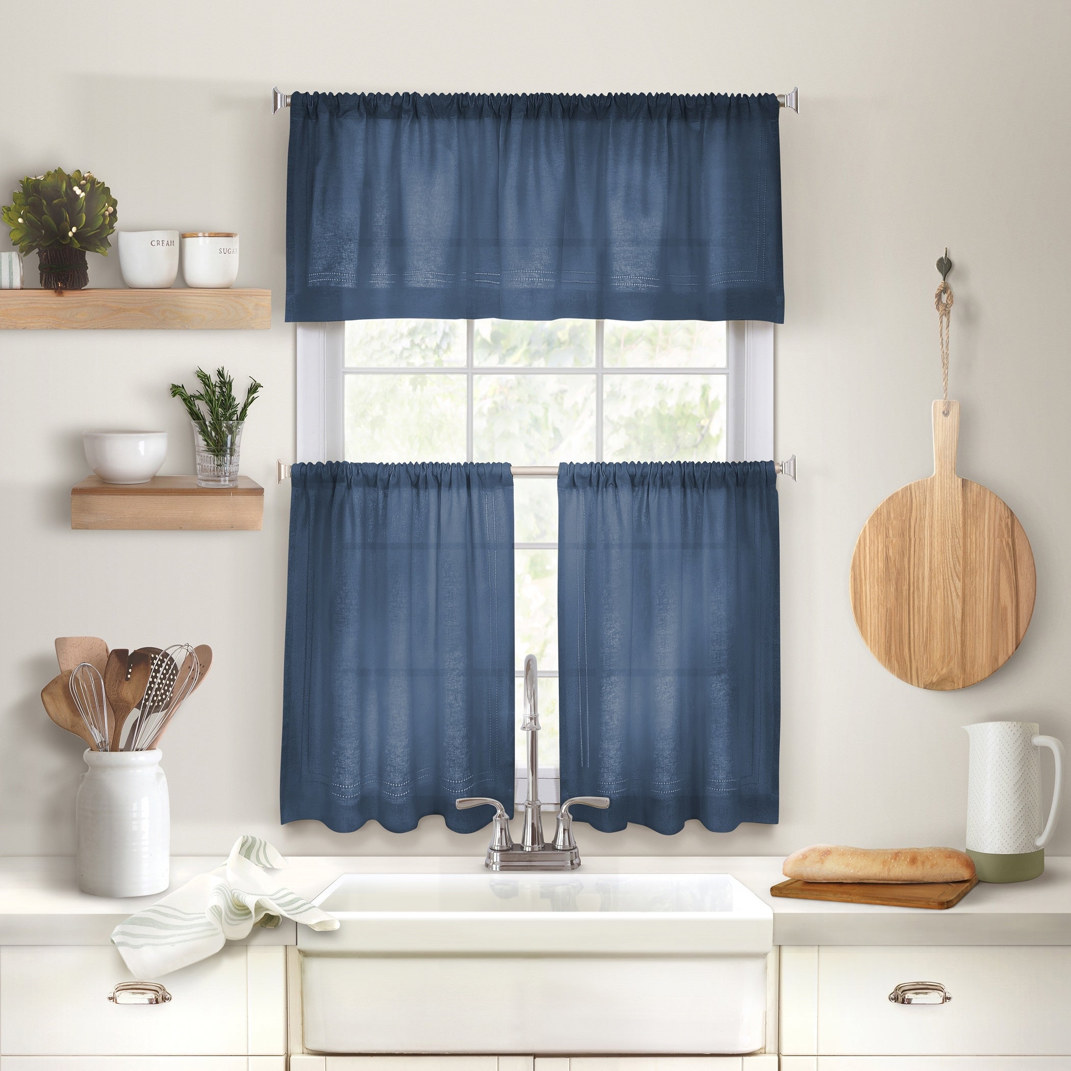 Elrene Cameron Rod Pocket Kitchen Curtain Tier Set of Two