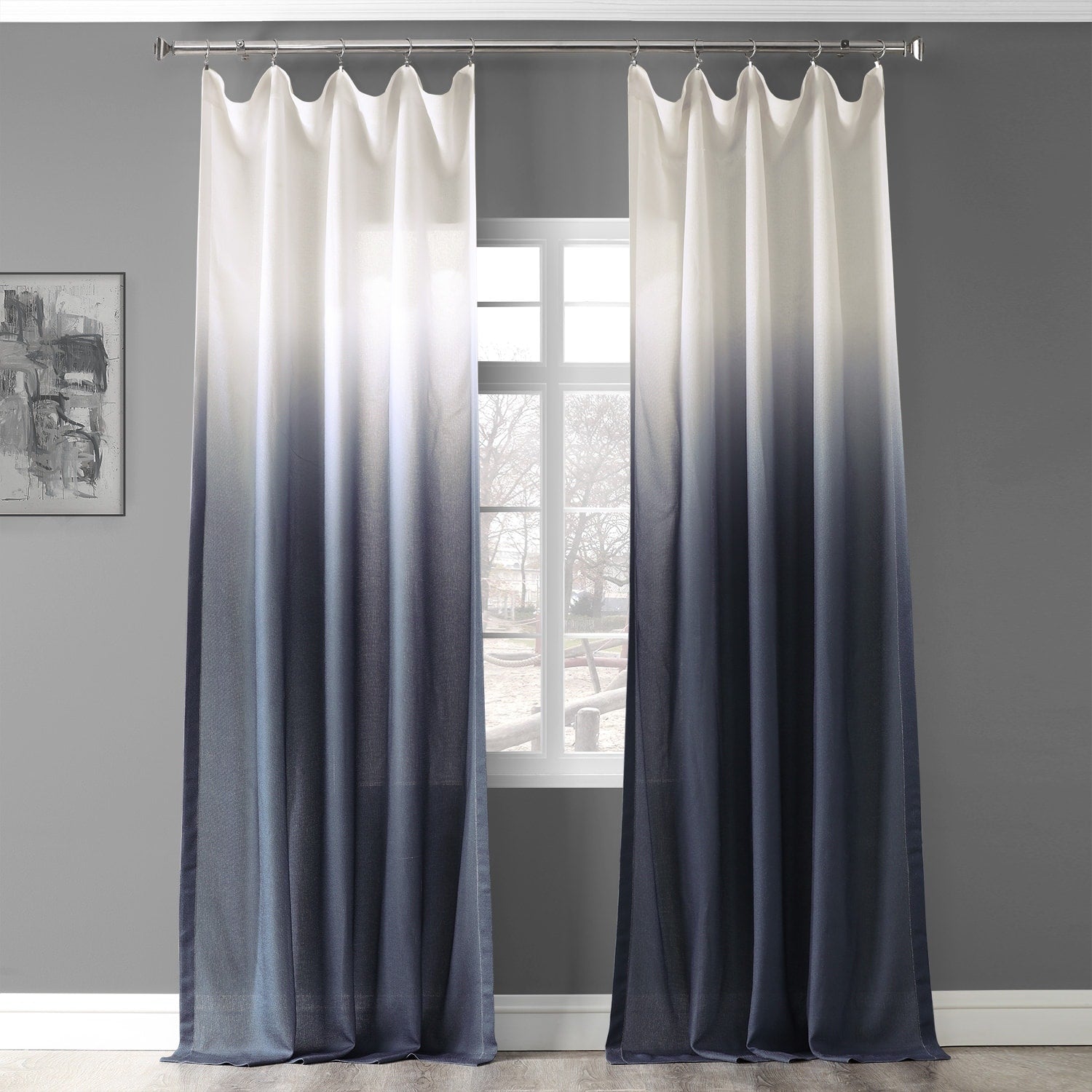 Exclusive Fabrics Ombre Faux Linen Light Filtering Curtains (1 Panel) - Lightweight Elegance, Natural Light Enhancement