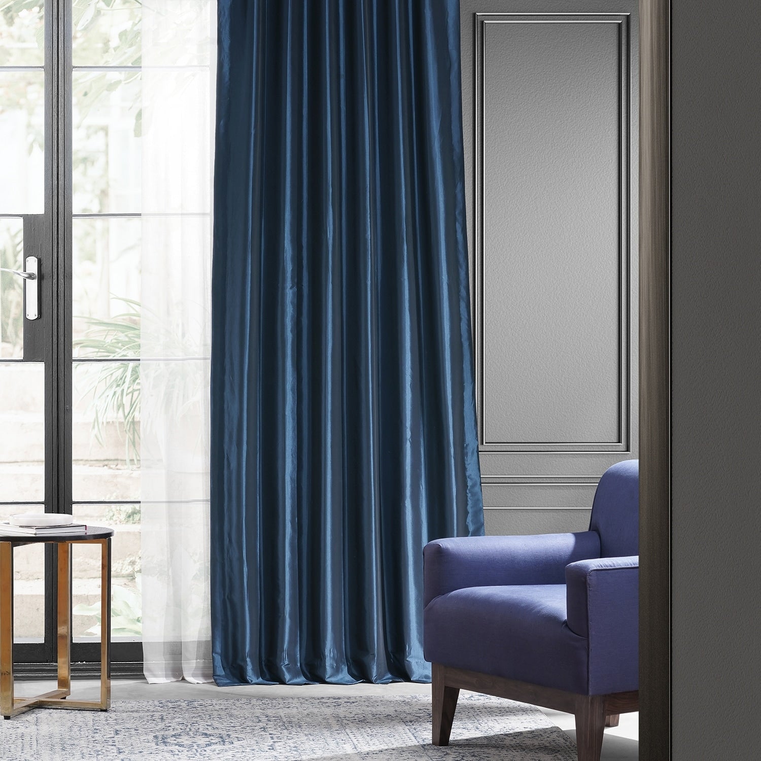 Exclusive Fabric Faux Silk Taffeta Solid Blackout Curtain (1 Panel)