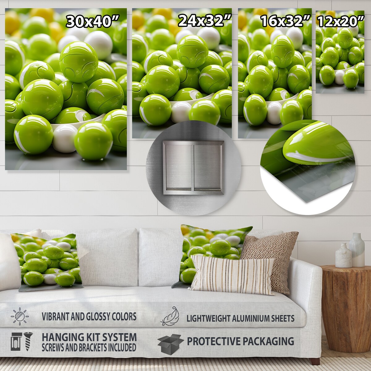 Designart Fractal Apple Green Frequency II Geometric Metal Wall Art - Green Metal Wall Décor Modern Metal Art Work