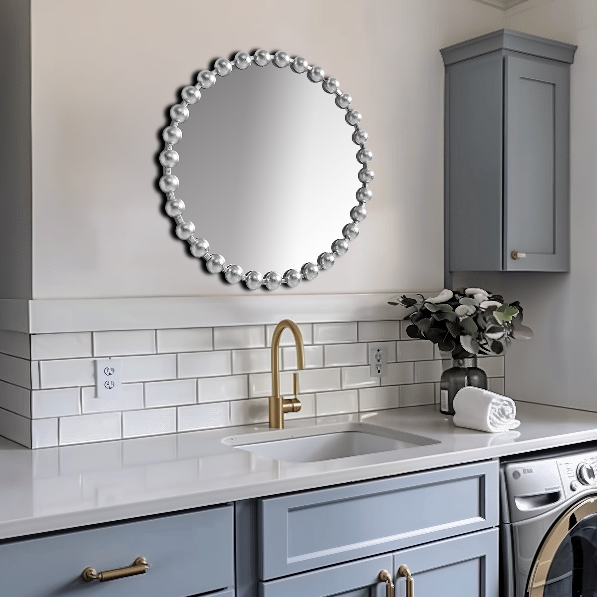 Madison Park Signature Marlowe Beaded Round Wall Mirror