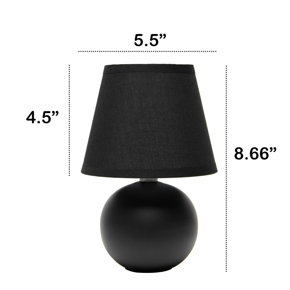 8.66 Petite Orb Base Lamp w Matching Fabric Shade