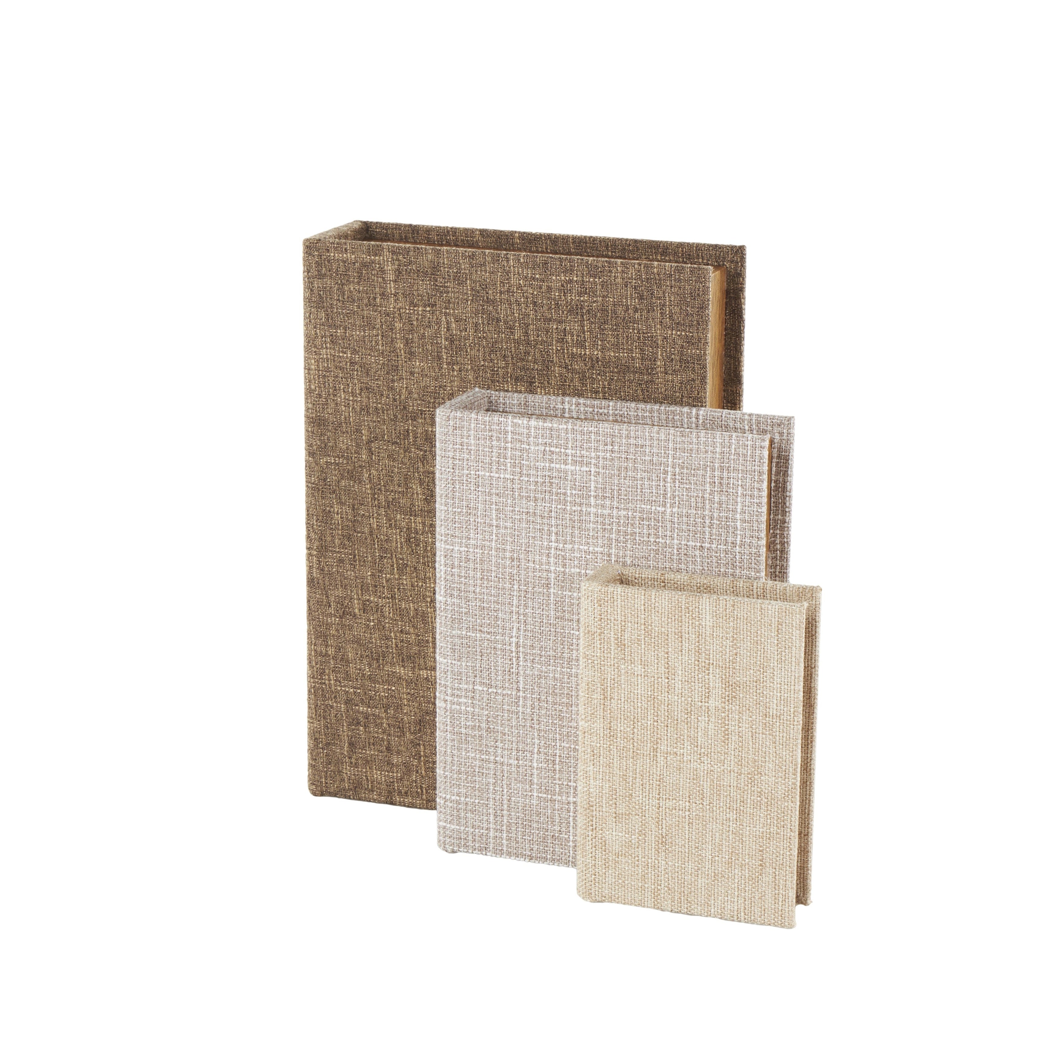 Linen Leather or Wooden Fabric Storage Book Decorative Box - Set of 3 or 4 Multi Colored - Roche River Decor