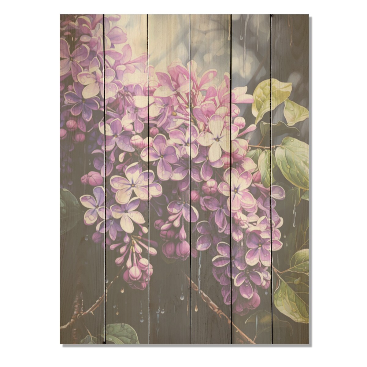 Designart Whispers Of Lilac I Lilacs Wood Wall Decor - Traditional Purple Wood Panel On Natural Pine Wood