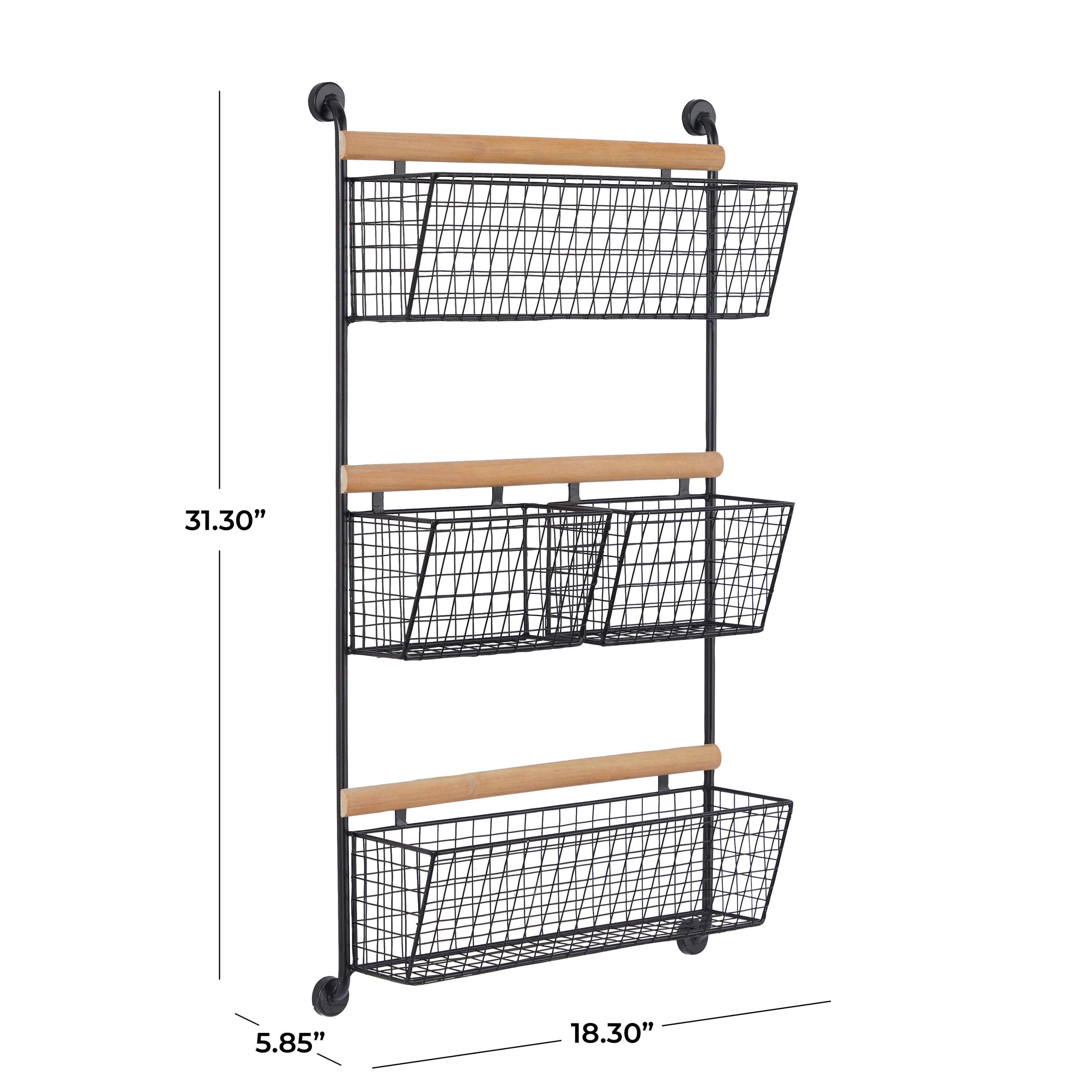 Metal Wall Mounted 4 Hanging Baskets Magazine Rack Holder - White or Black