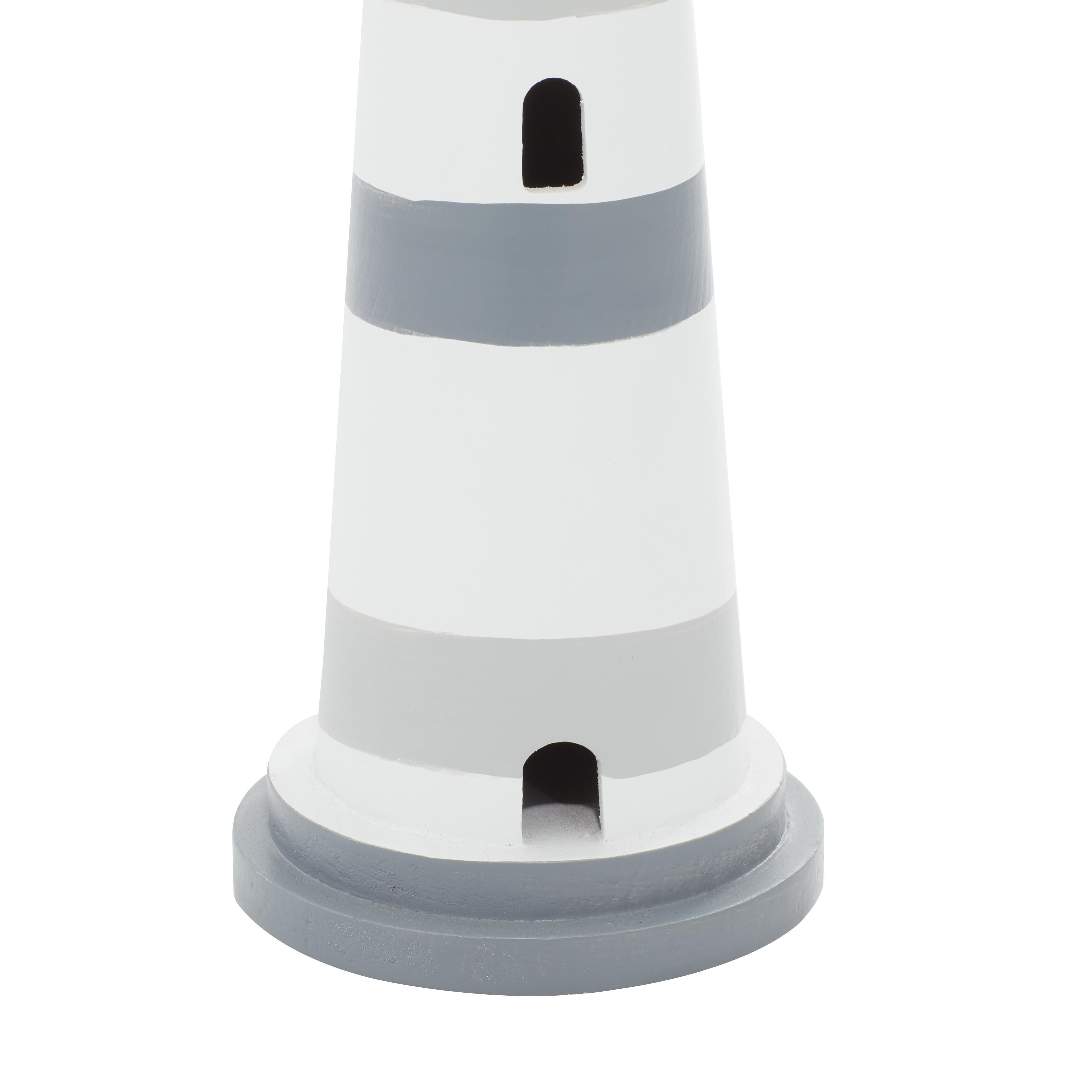 Gray Wooden Light House Decorative Sculpture