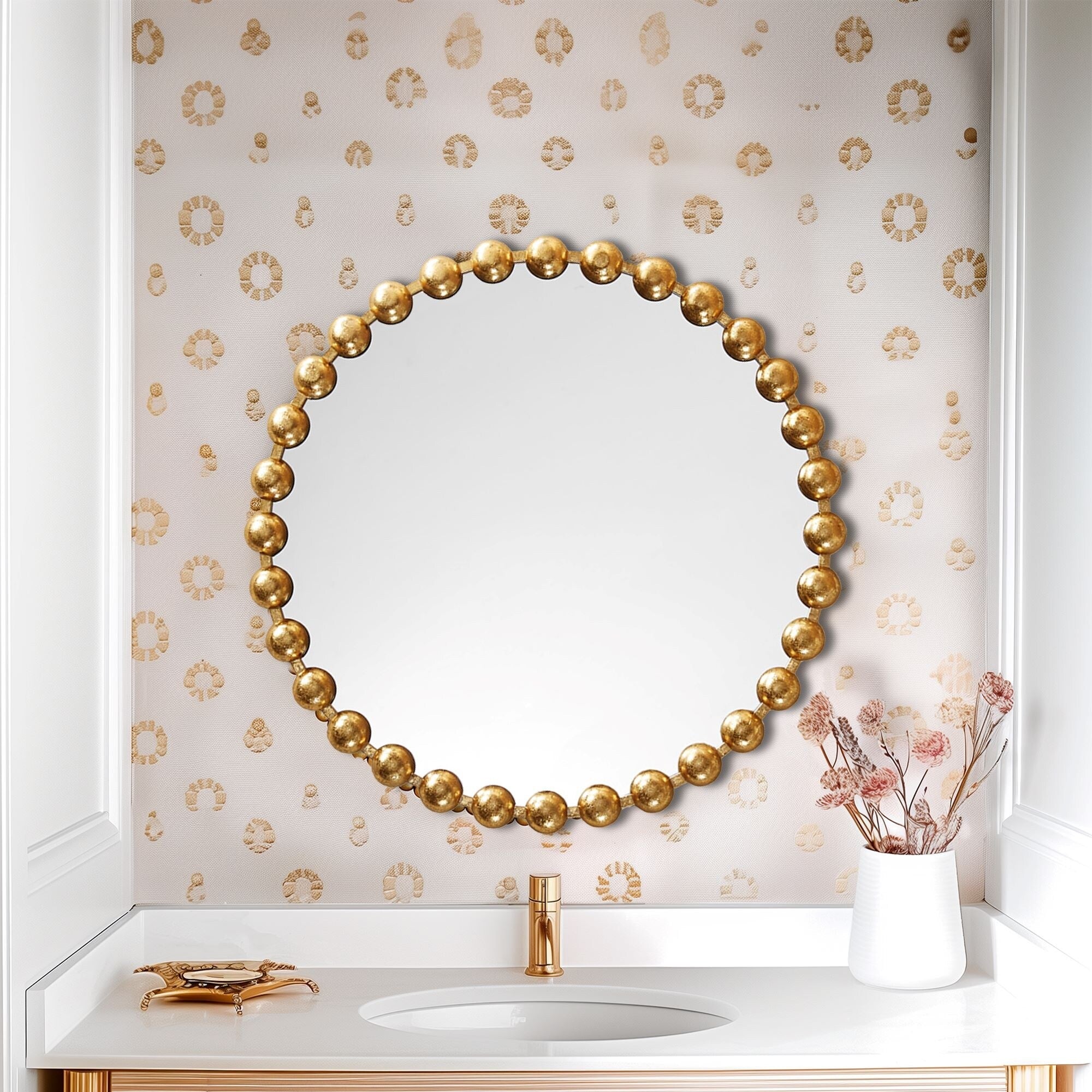 Madison Park Signature Marlowe Beaded Round Wall Mirror