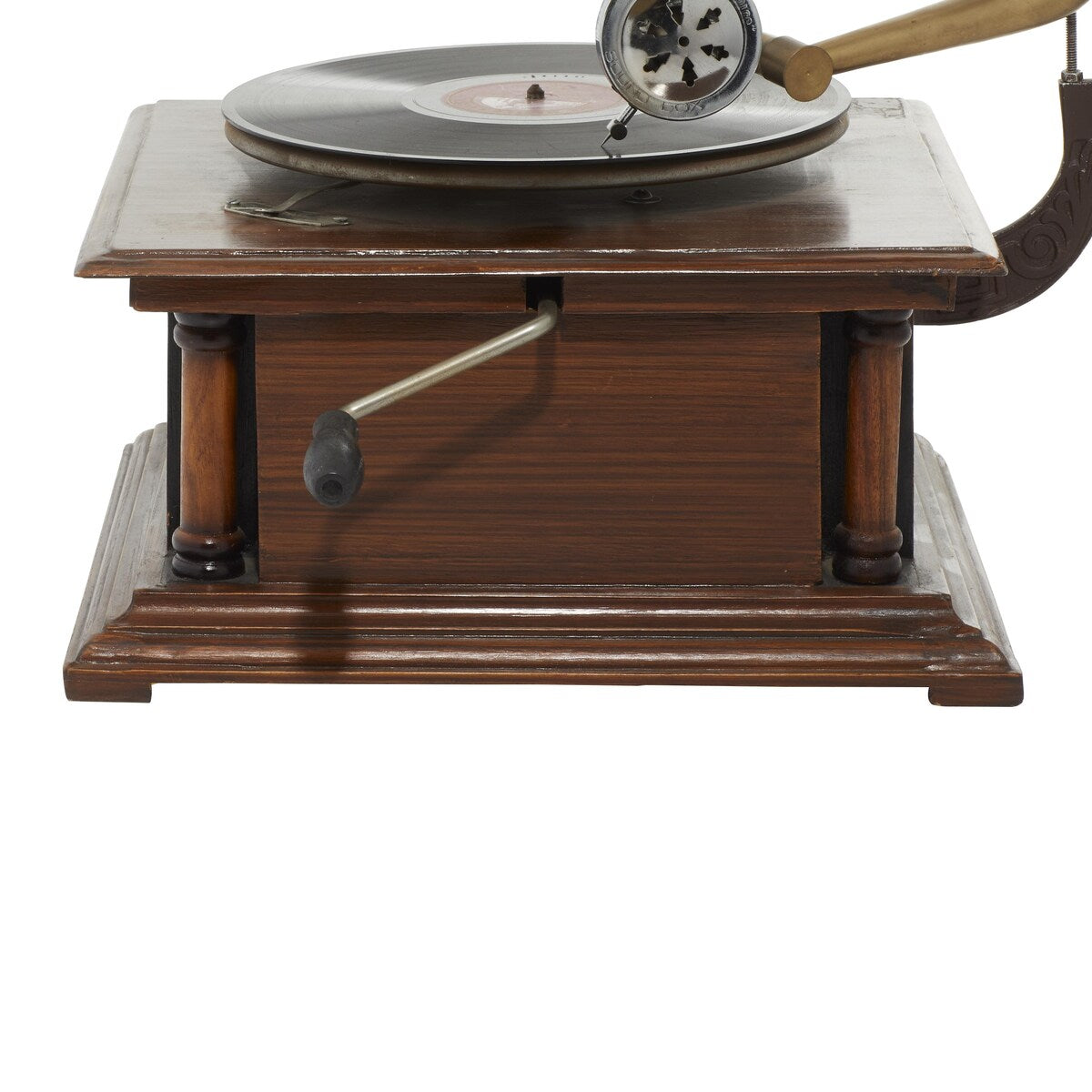 Wood Functional Gramophone with Record - Copper - Roche River Decor