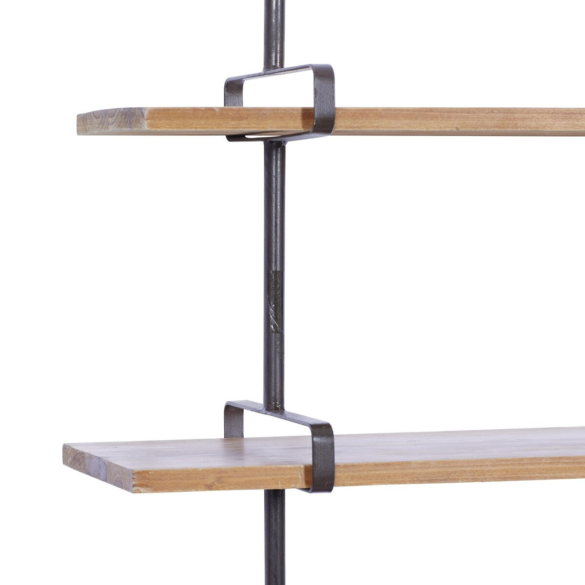 Wood 2 or 3 Level Wall Shelf with Black Metal Brackets - Brown or Gray - Roche River Decor