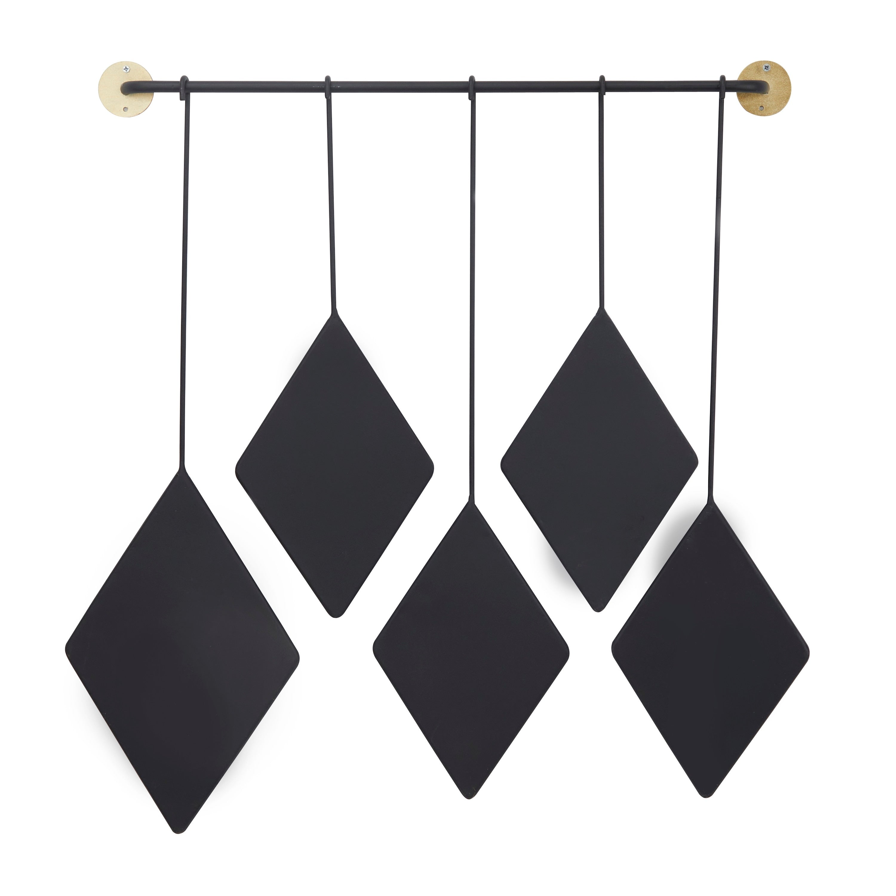 Black Metal Diamond Shapes Wall Mirror with Hanging Bar - 27W, 27H