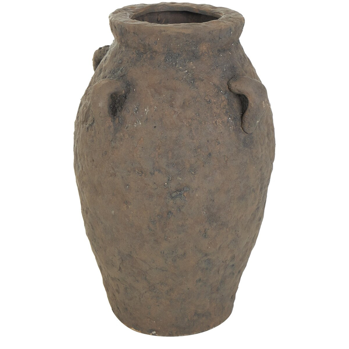 Ceramic Handmade Textured Decorative Vase with Handles - Dark Brown - Roche River Decor - Dark Brown