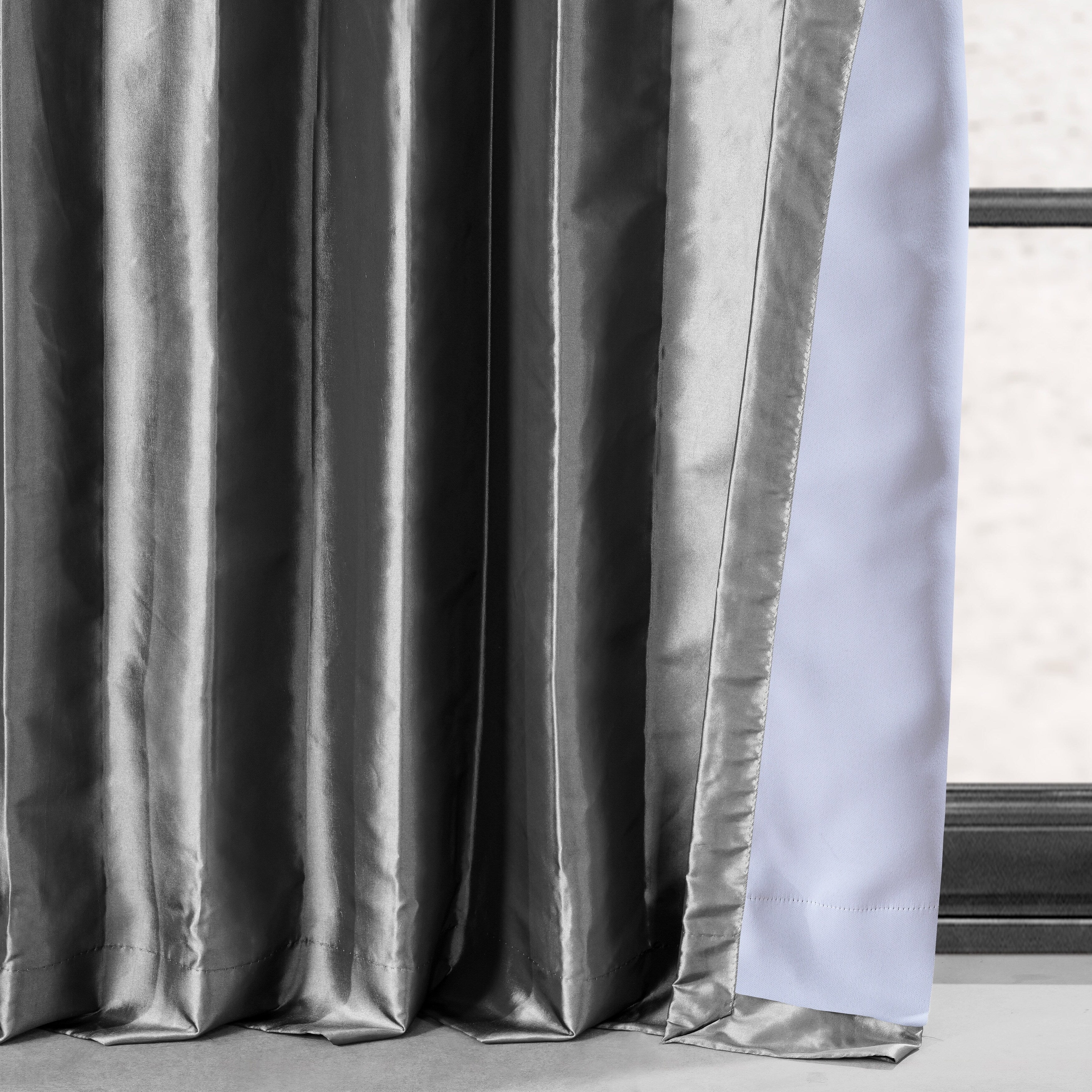 Exclusive Fabric Faux Silk Taffeta Solid Blackout Curtain (1 Panel)