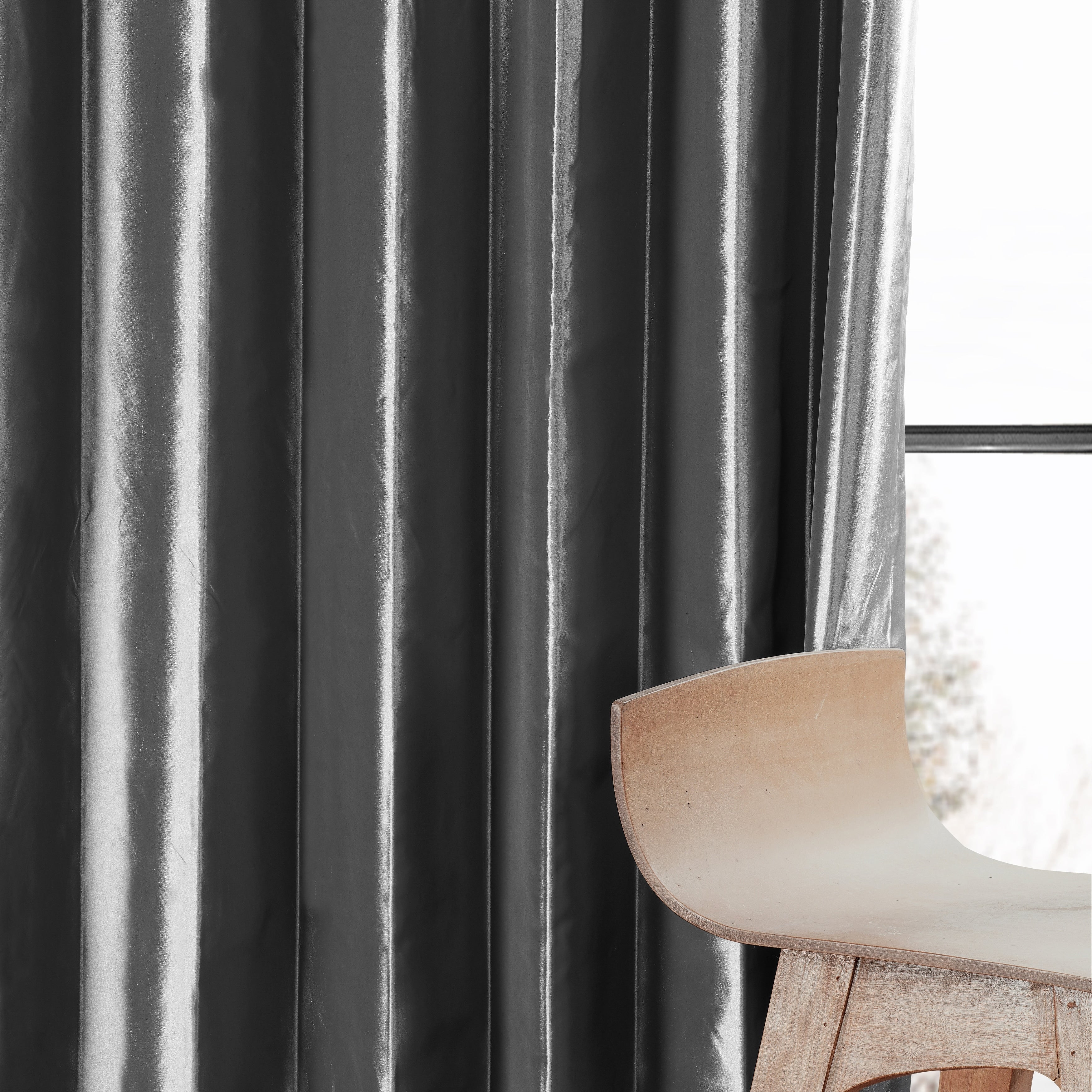 Exclusive Fabric Faux Silk Taffeta Solid Blackout Curtain (1 Panel)