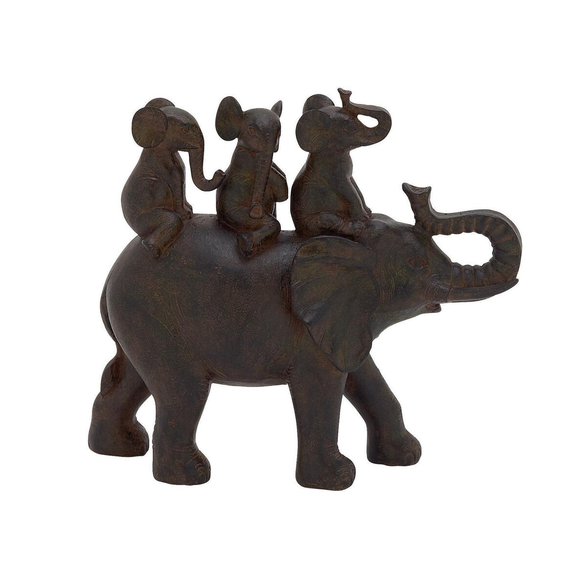 Polystone Elephant Decorative Sculpture - Brown - Roche River Decor