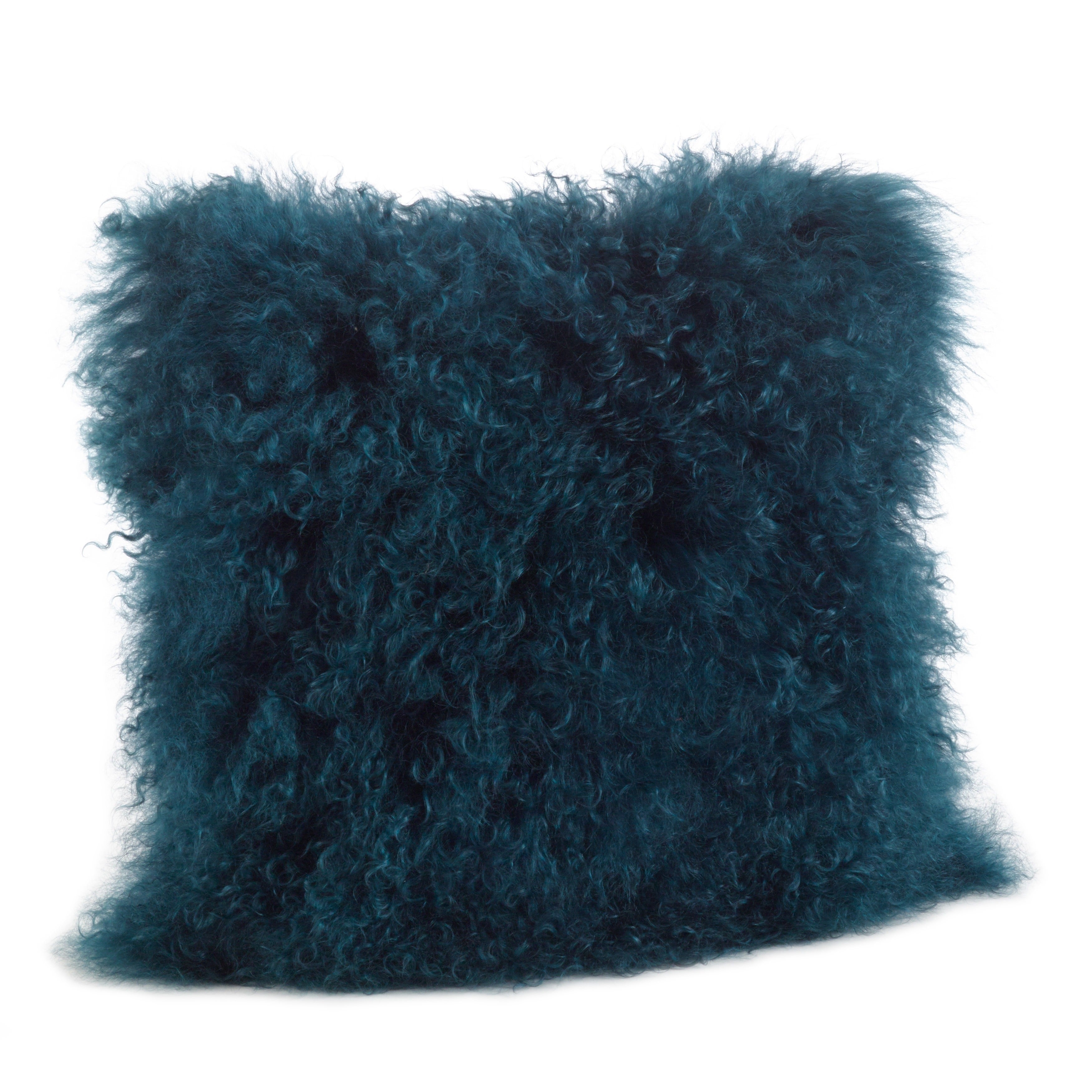 Wool Mongolian Lamb Fur Decorative Throw Pillow