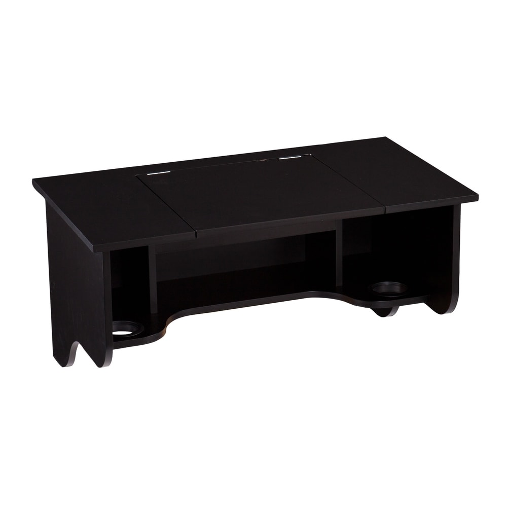 SEI Furniture Black Wall Mounted ledge with Vanity Mirror