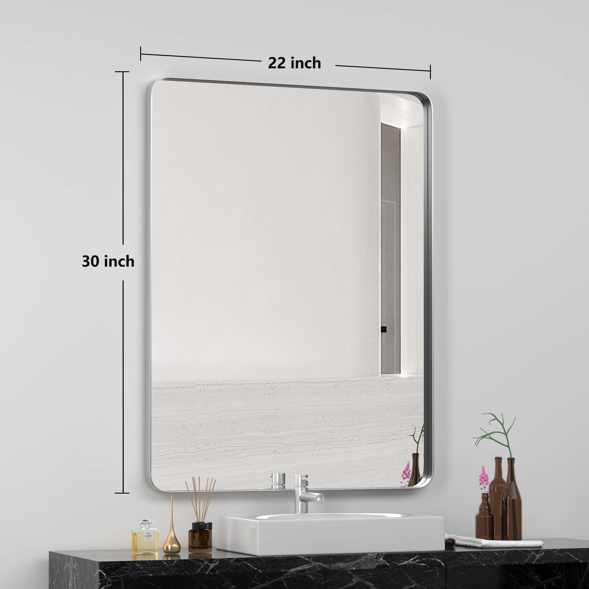 Stainless Steel Rectangular Mirror, Bathroom Mirror, Dressing Mirror, Wall Mirror, Decorative Mirror