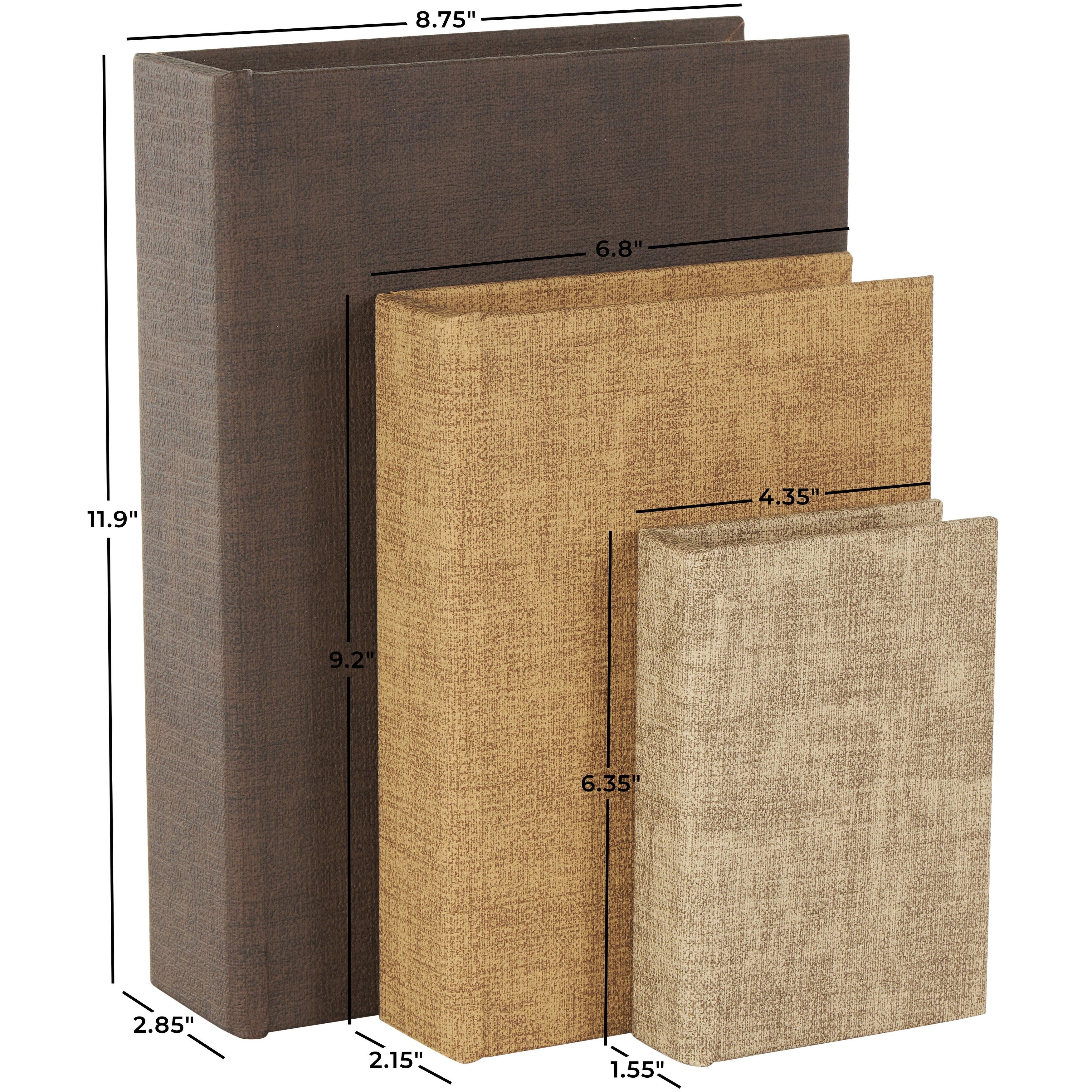 Linen Leather or Wooden Fabric Storage Book Decorative Box - Set of 3 or 4 Multi Colored - Roche River Decor