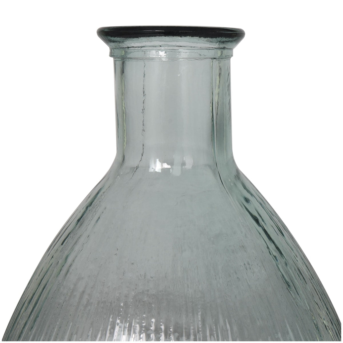 Recycled Glass Handmade Ribbed Spanish Bottle Decorative Vase - Clear - Roche River Decor