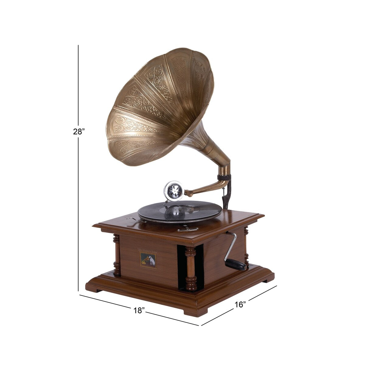 Wood Functional Gramophone with Record - Copper - Roche River Decor